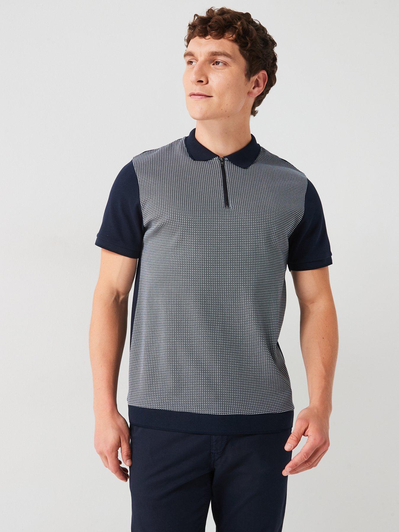 very-man-geo-zip-neck-polo-navy