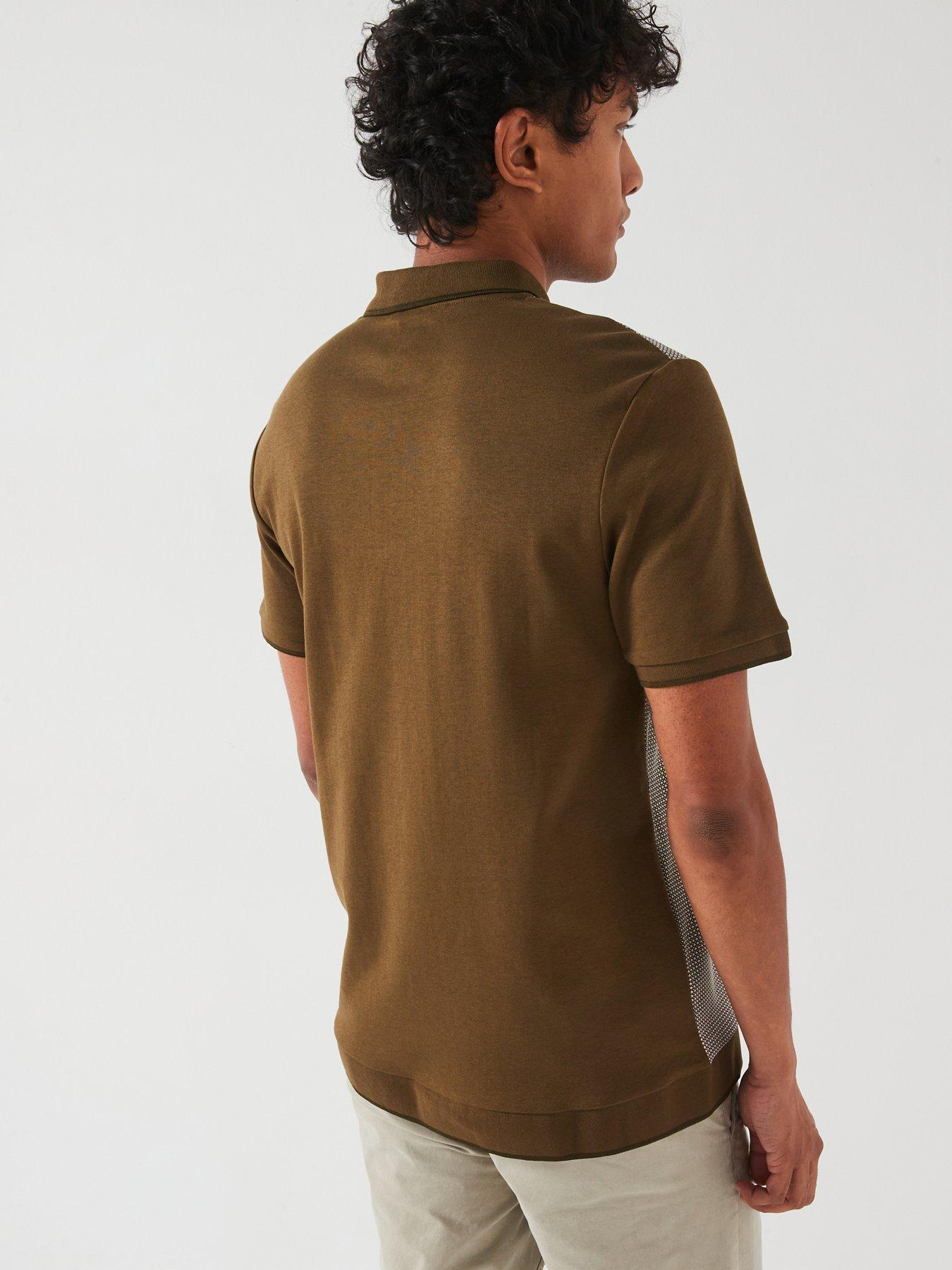  image of very-man-geo-zip-neck-polo-natural