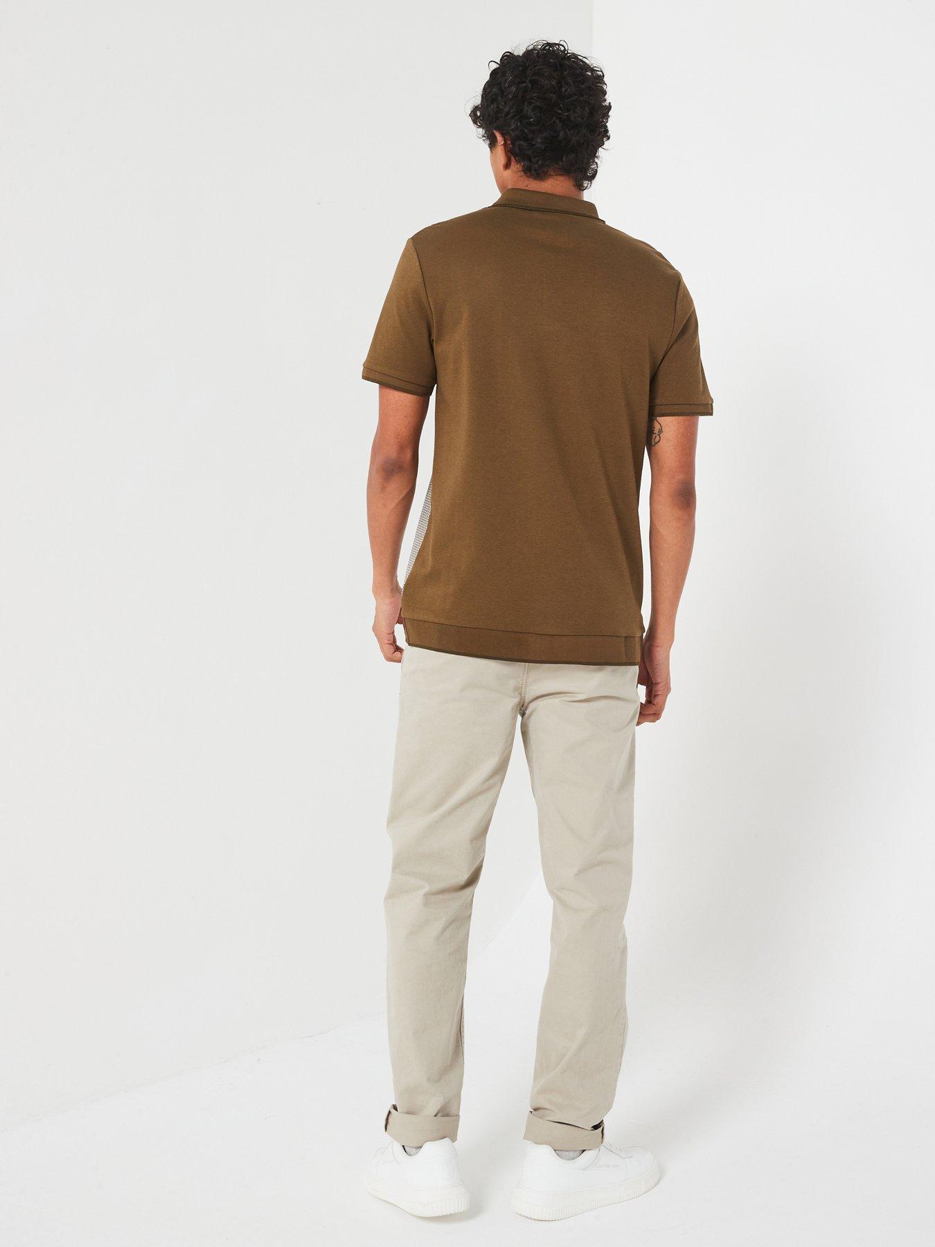  image of very-man-geo-zip-neck-polo-natural