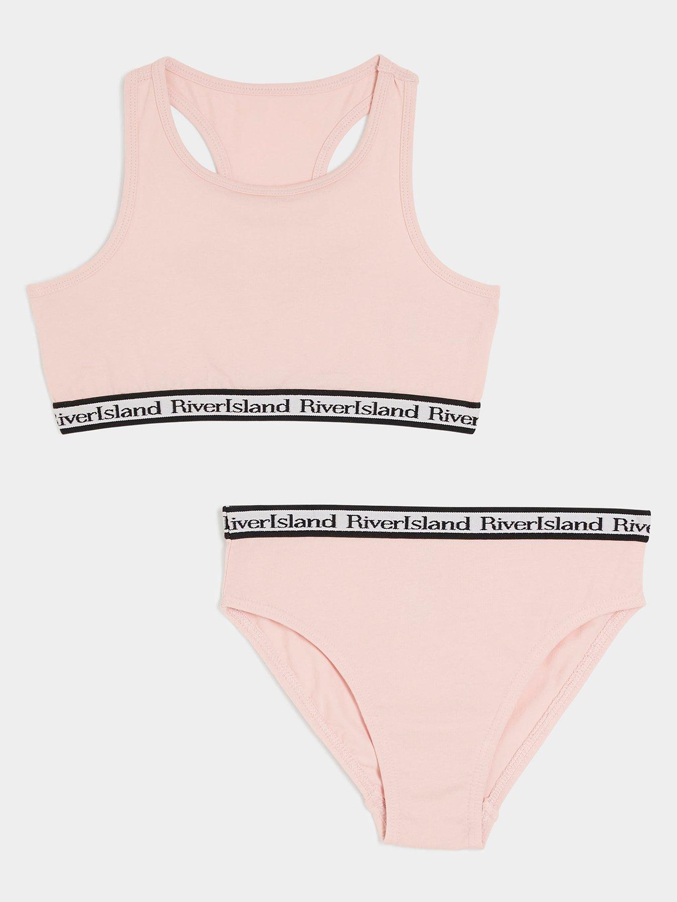 undefined Girls Ri Crop Top And Brief Set - Pink