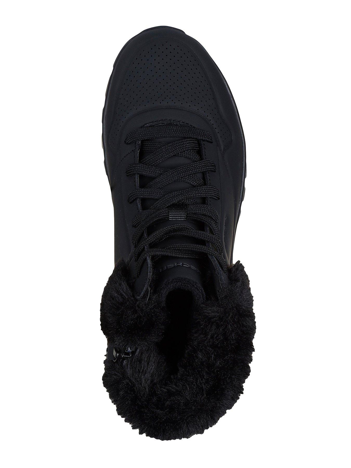 Image 3 of 5 of Skechers Faux Fur Collar Lace Up Sneaker Boot - Black