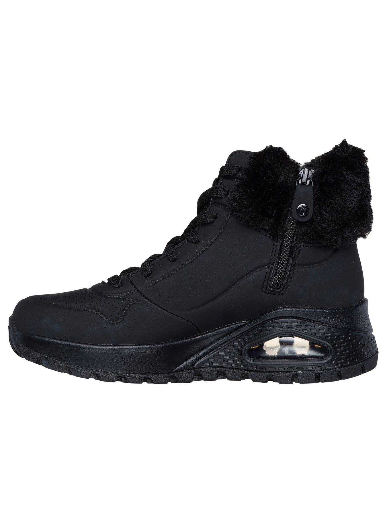 Image 5 of 5 of Skechers Faux Fur Collar Lace Up Sneaker Boot - Black