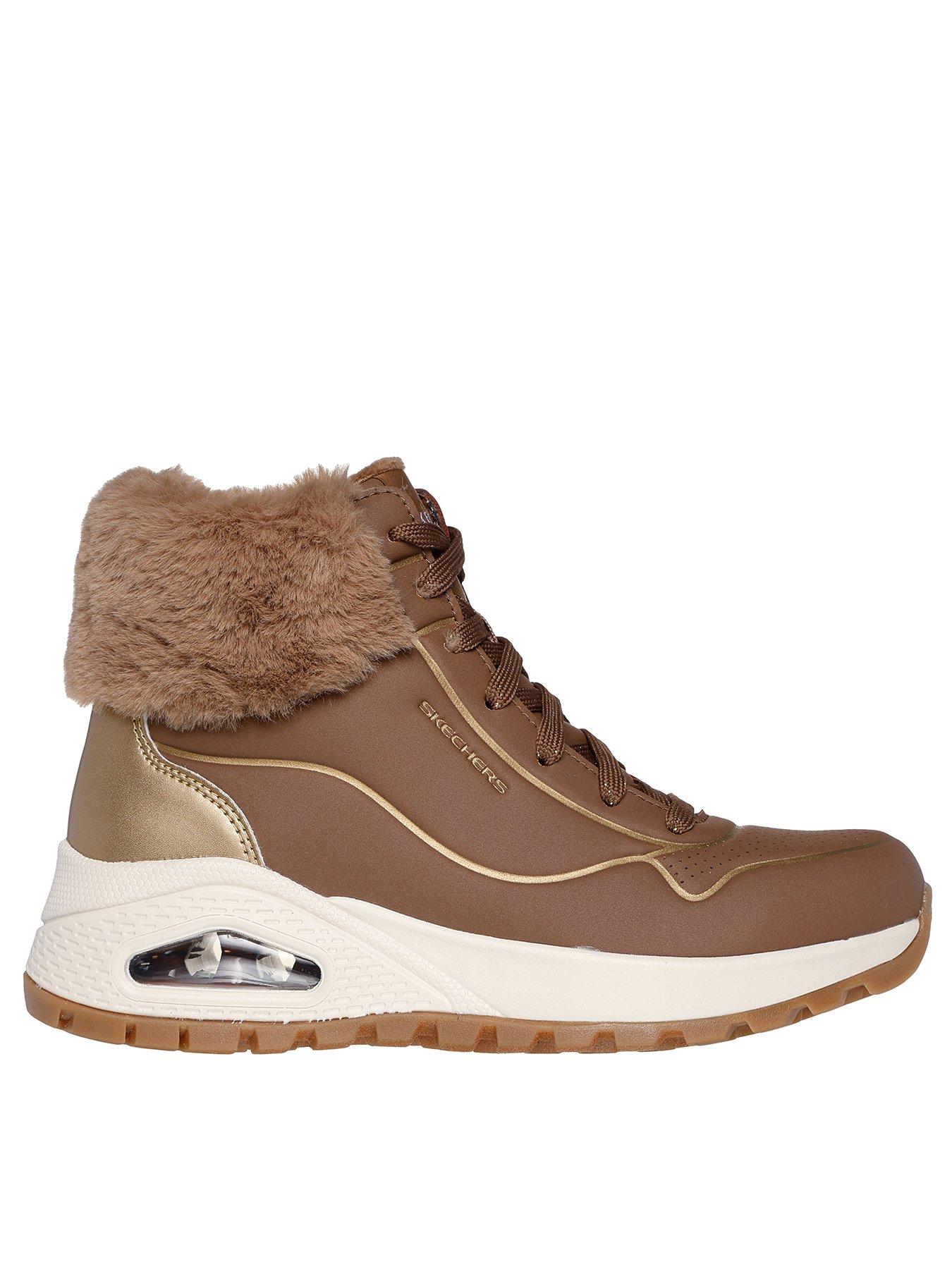 Skechers Metallic Zip Up Fashion Sneaker Boot Taupe Grey littlewoods