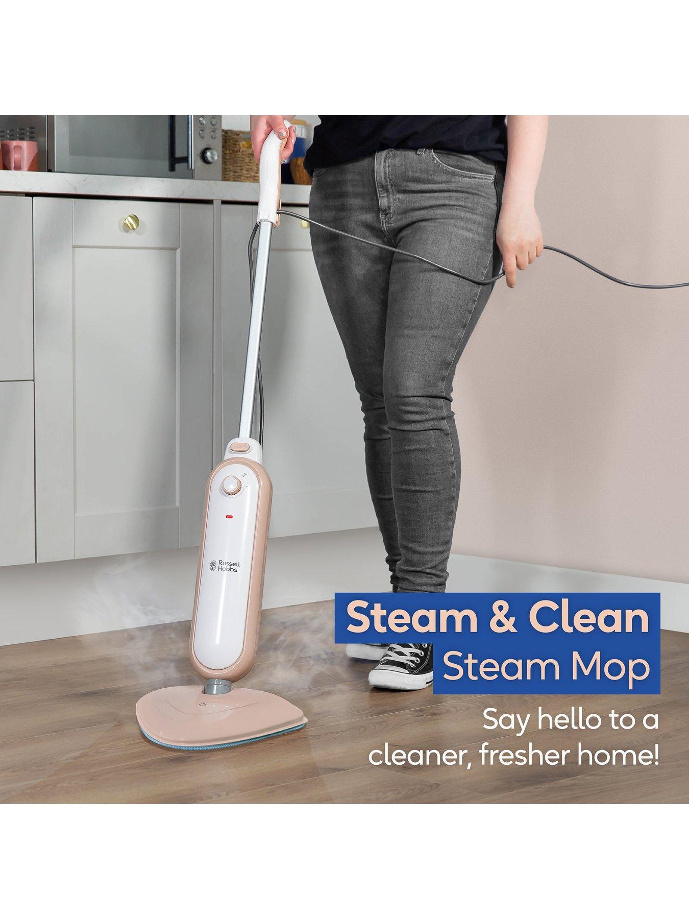  image of russell-hobbs-steam-amp-clean-steam-mop-blush-and-white