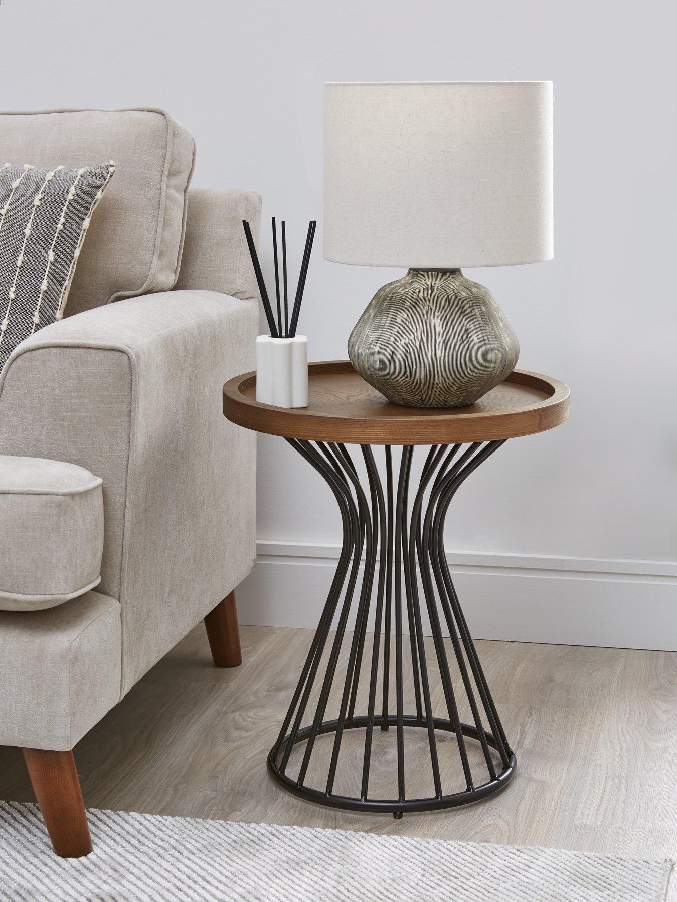 The Very Collection Odem Round Side Table - Black/Walnut