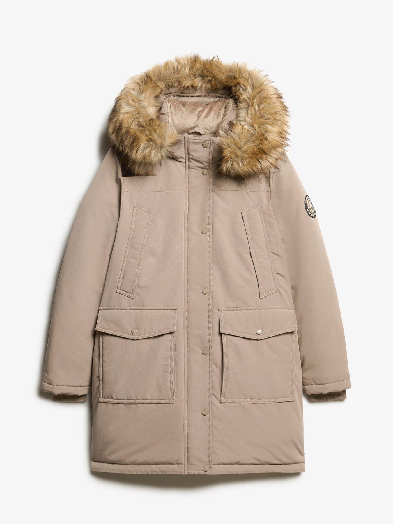  image of superdry-everest-faux-fur-parka-jacket-beige