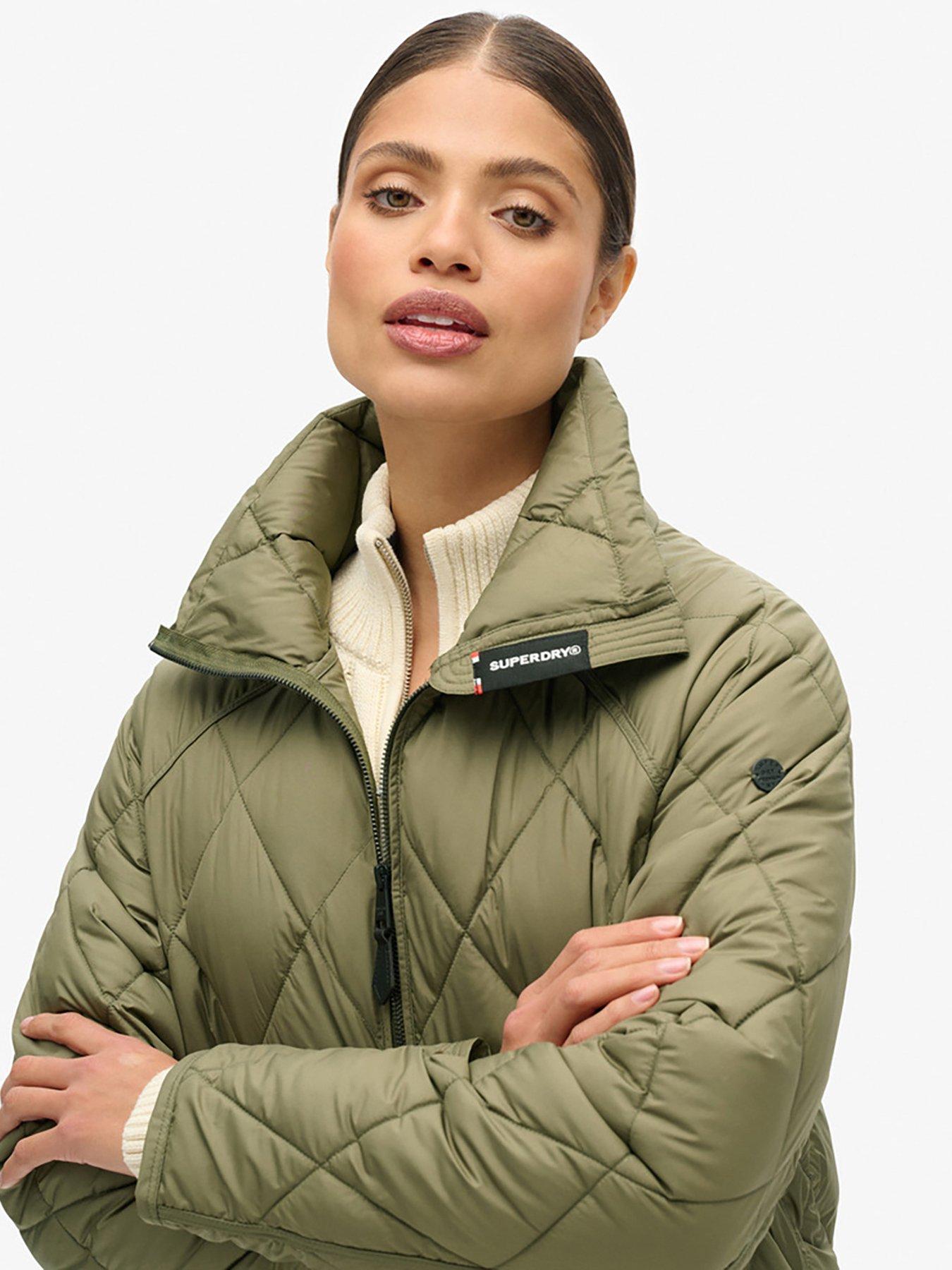 Superdry Superlong quilted liner jacket in chive green | ASOS