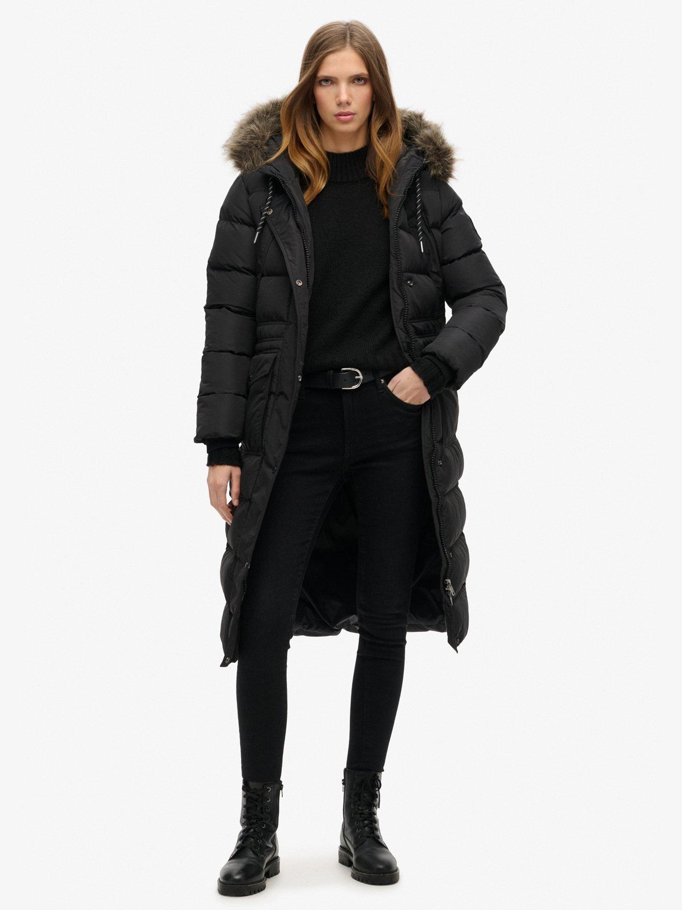 undefined Everest Faux Fur Longline Jacket - Black