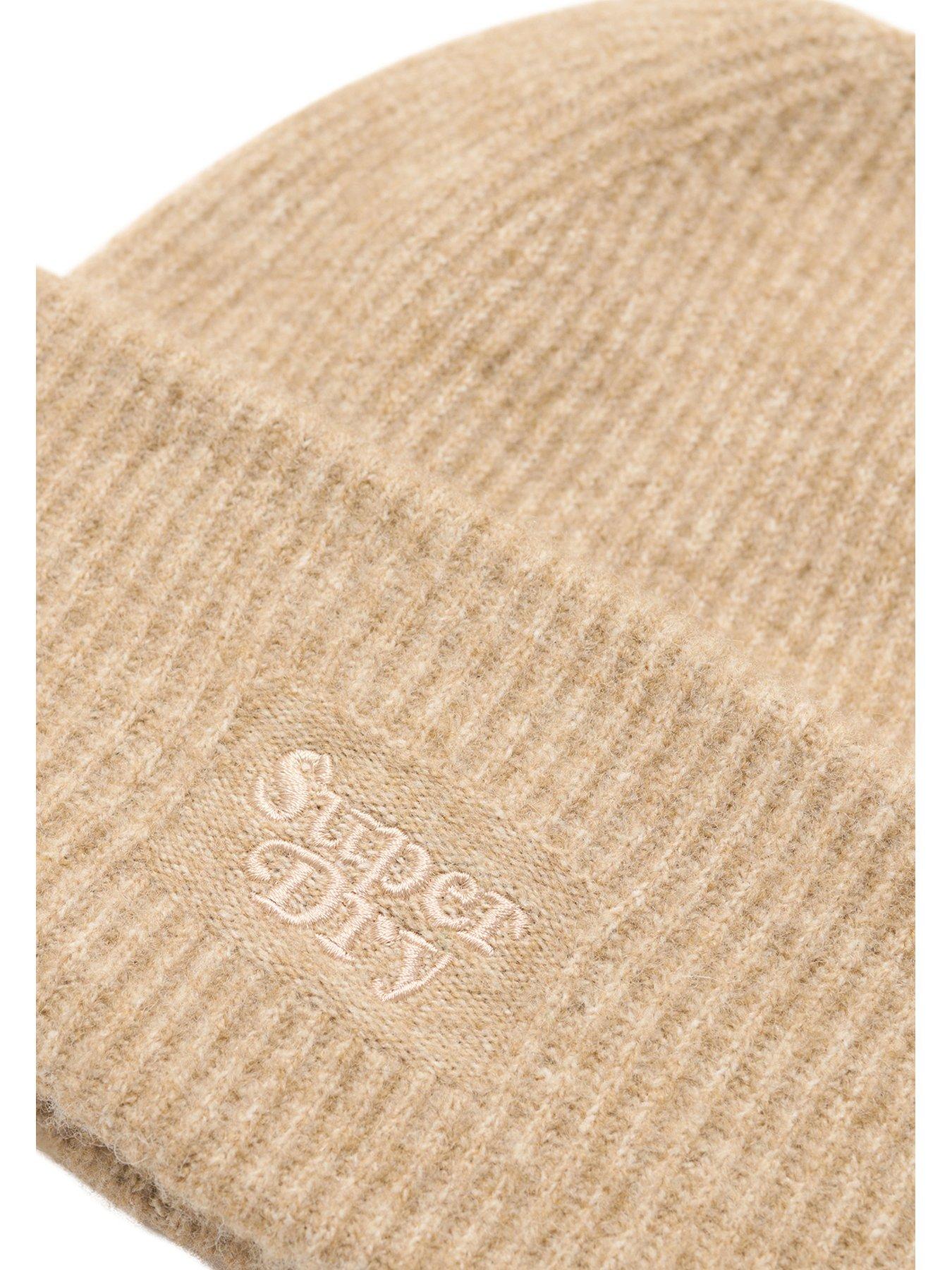  image of superdry-soft-rib-knit-beanie-hat-brown