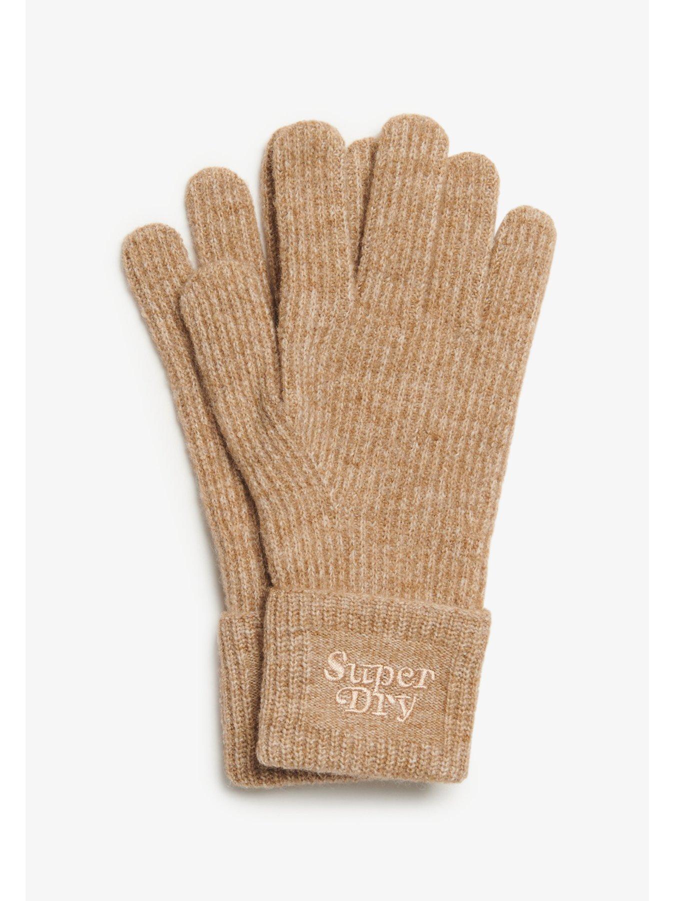  image of superdry-soft-rib-knit-gloves-brown