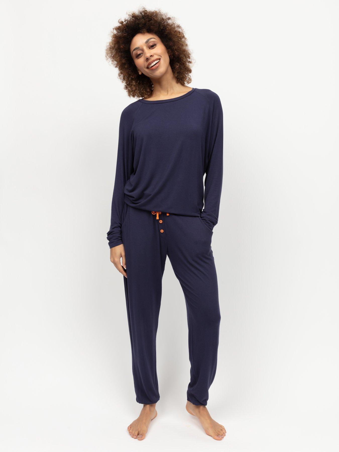 undefined Taylor Navy Jersey Slouch Long Sleeve Pyjama Set - Blue