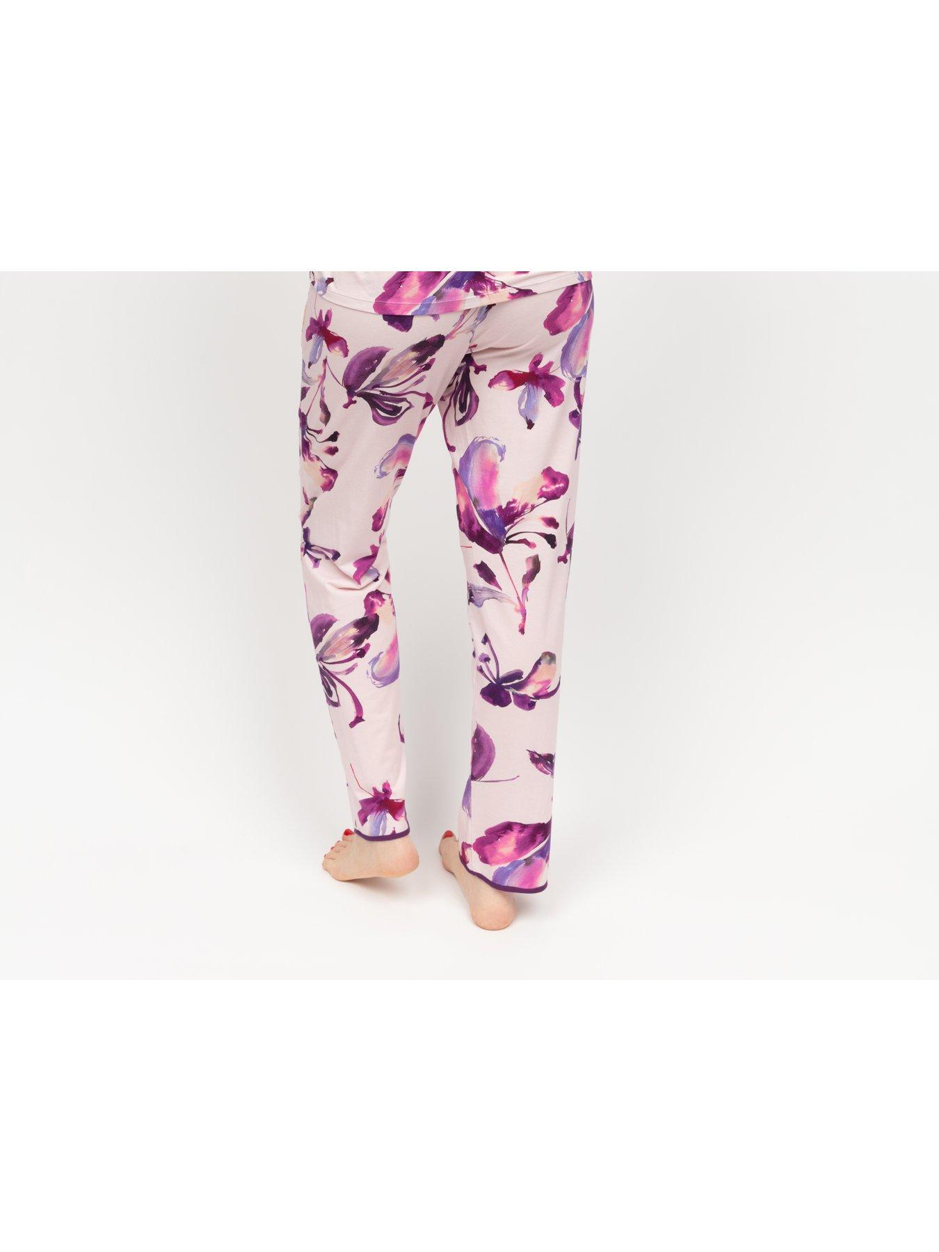  image of cyberjammies-colett-pink-floral-printed-jersey-pyjama-bottoms-pink
