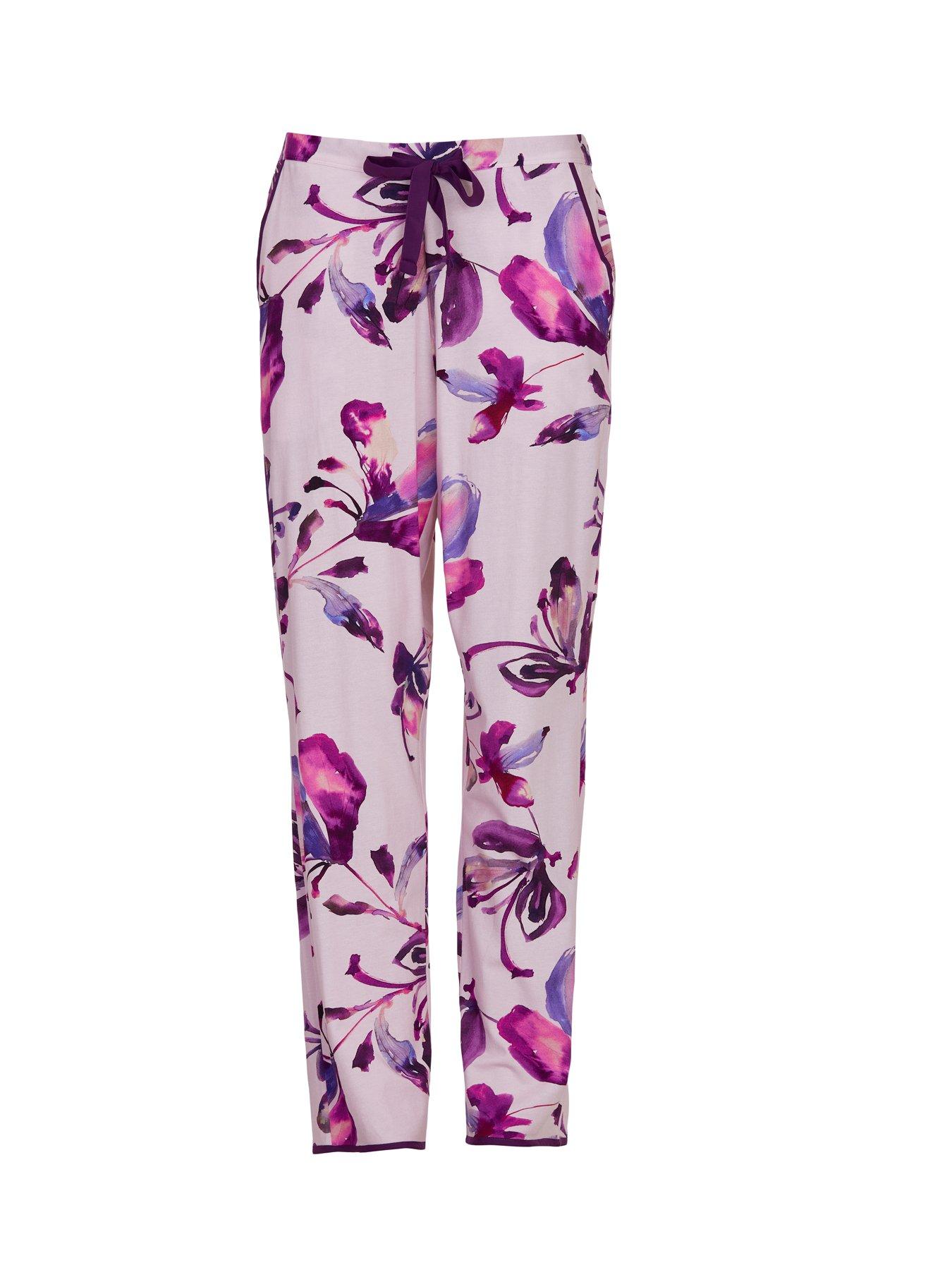 image of cyberjammies-colett-pink-floral-printed-jersey-pyjama-bottoms-pink