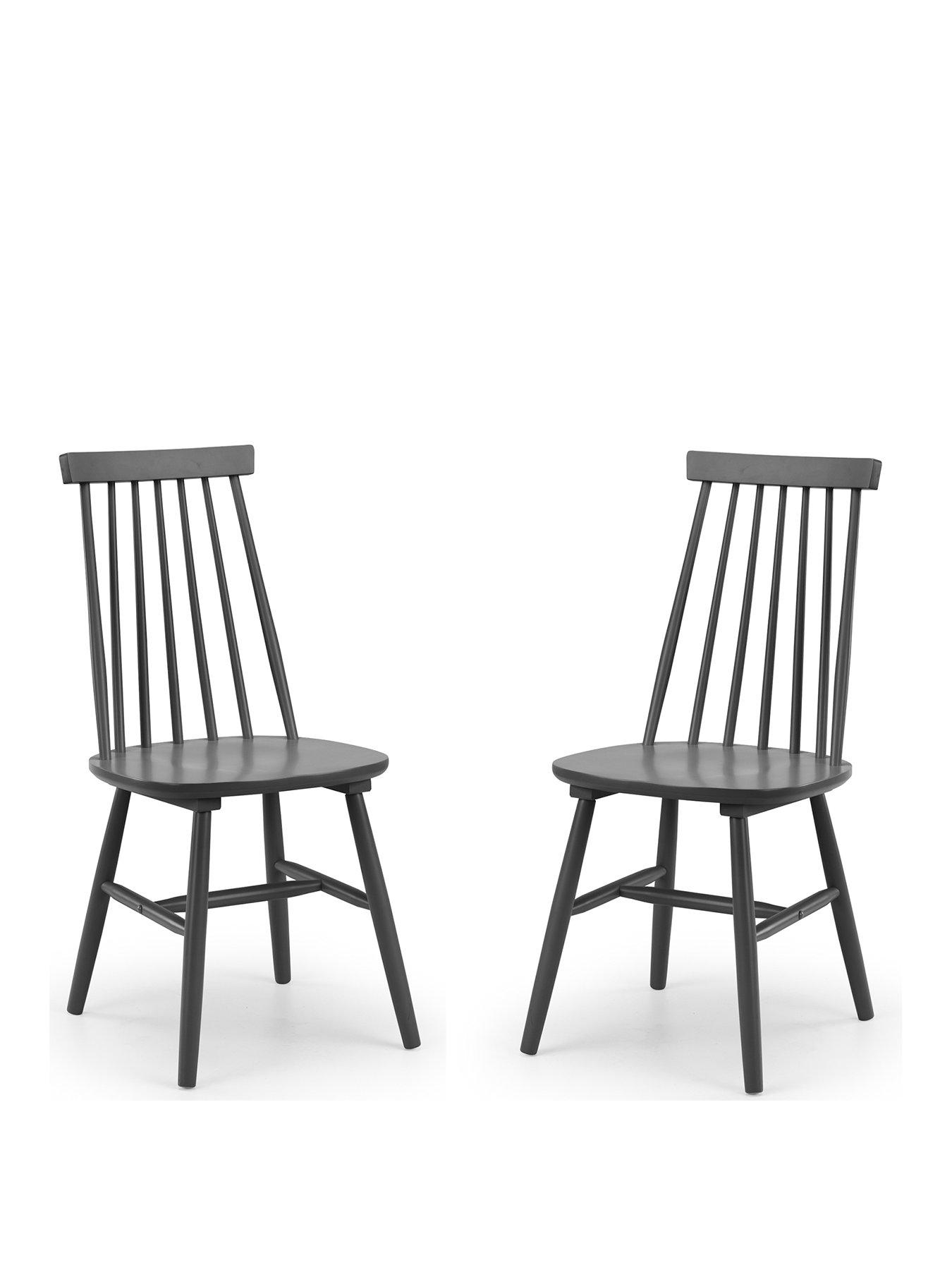 undefined Set Of 2 Alassio Spindle Back Dining Chairs - Black