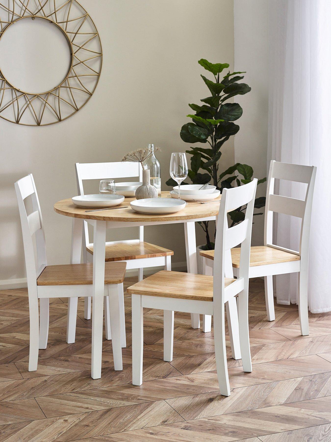 Image 1 of 6 of Julian Bowen Linwood Round Drop Leaf Table - Natural Top