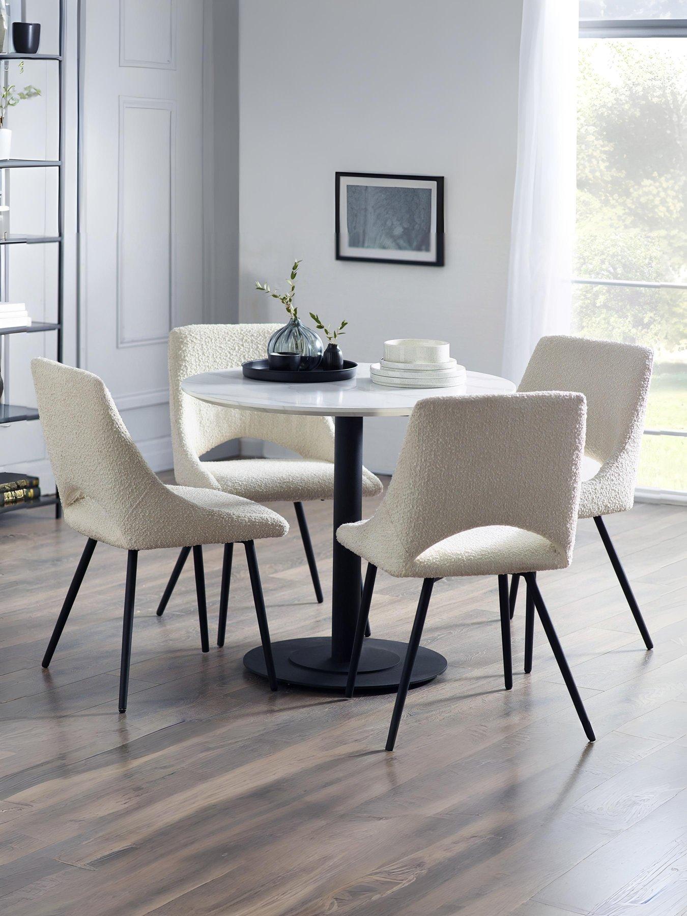 Julian Bowen Luca Round Table & 4 Iris Ivory Chairs