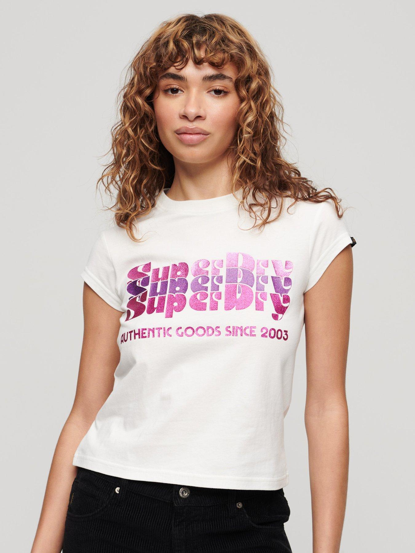 undefined Retro Glitter Logo T-Shirt - Cream
