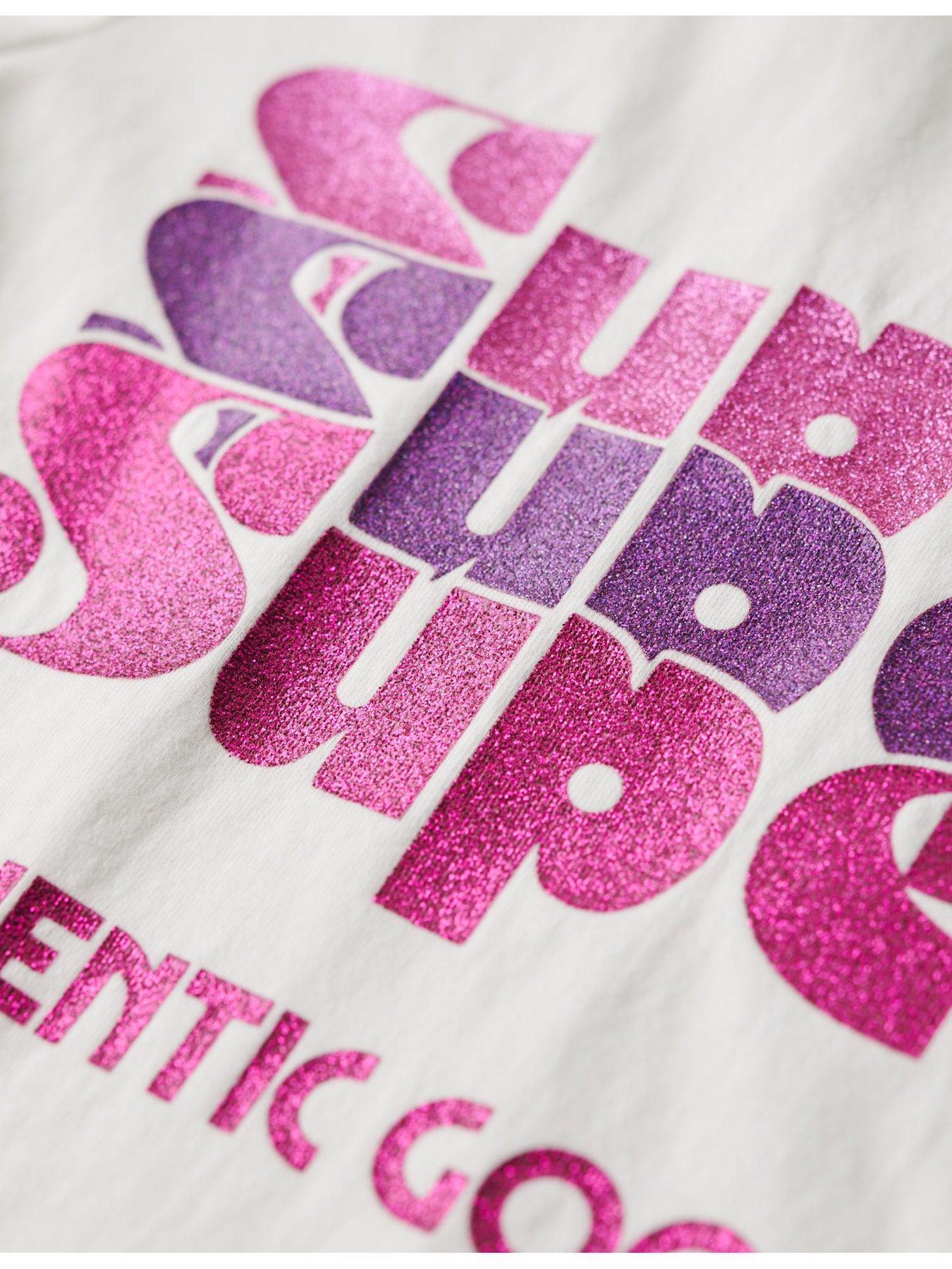 Image 4 of 5 of Superdry Retro Glitter Logo T-Shirt - Cream