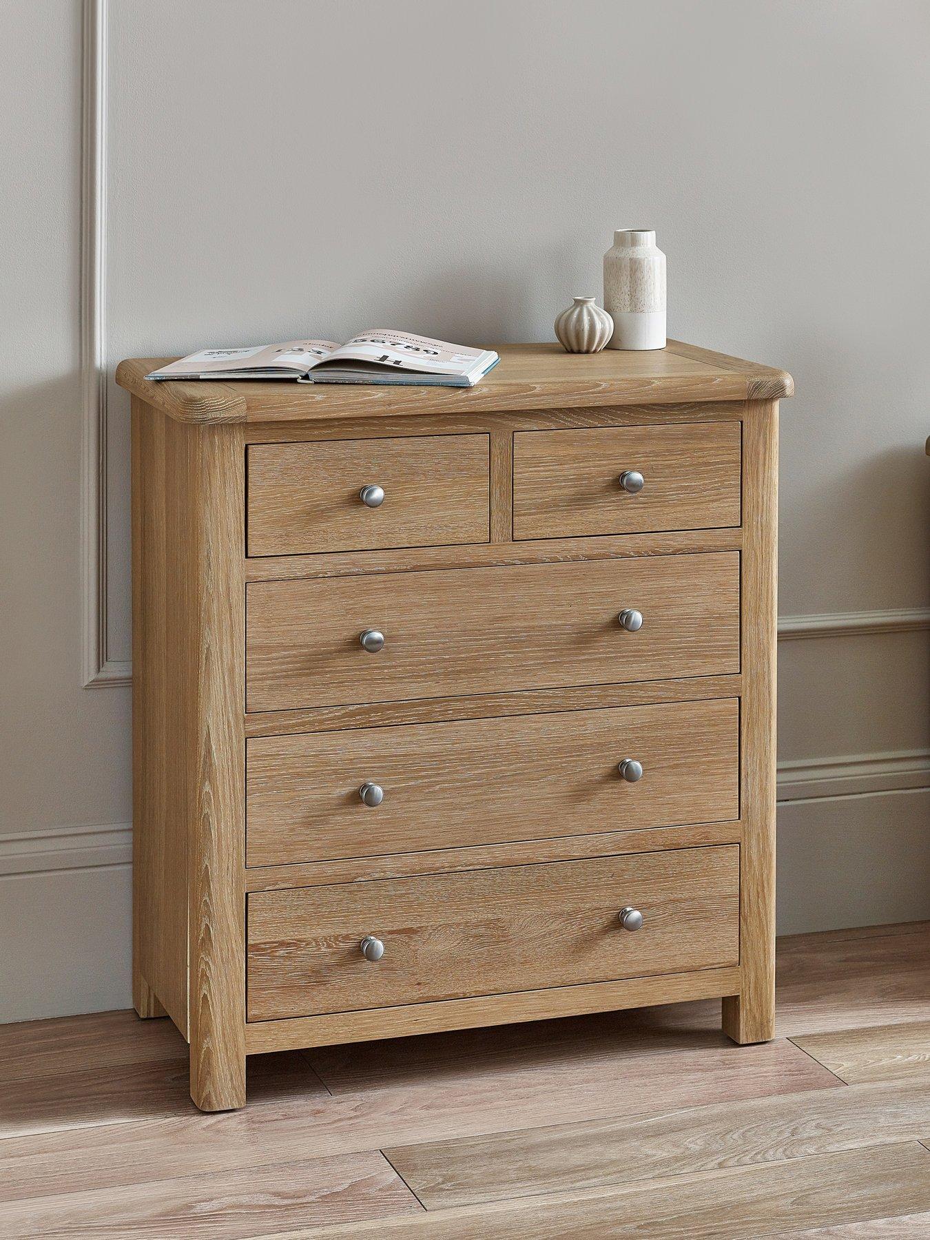 Julian Bowen Memphis Limed Oak - Three Large Drawers and Two Smaller Drawers