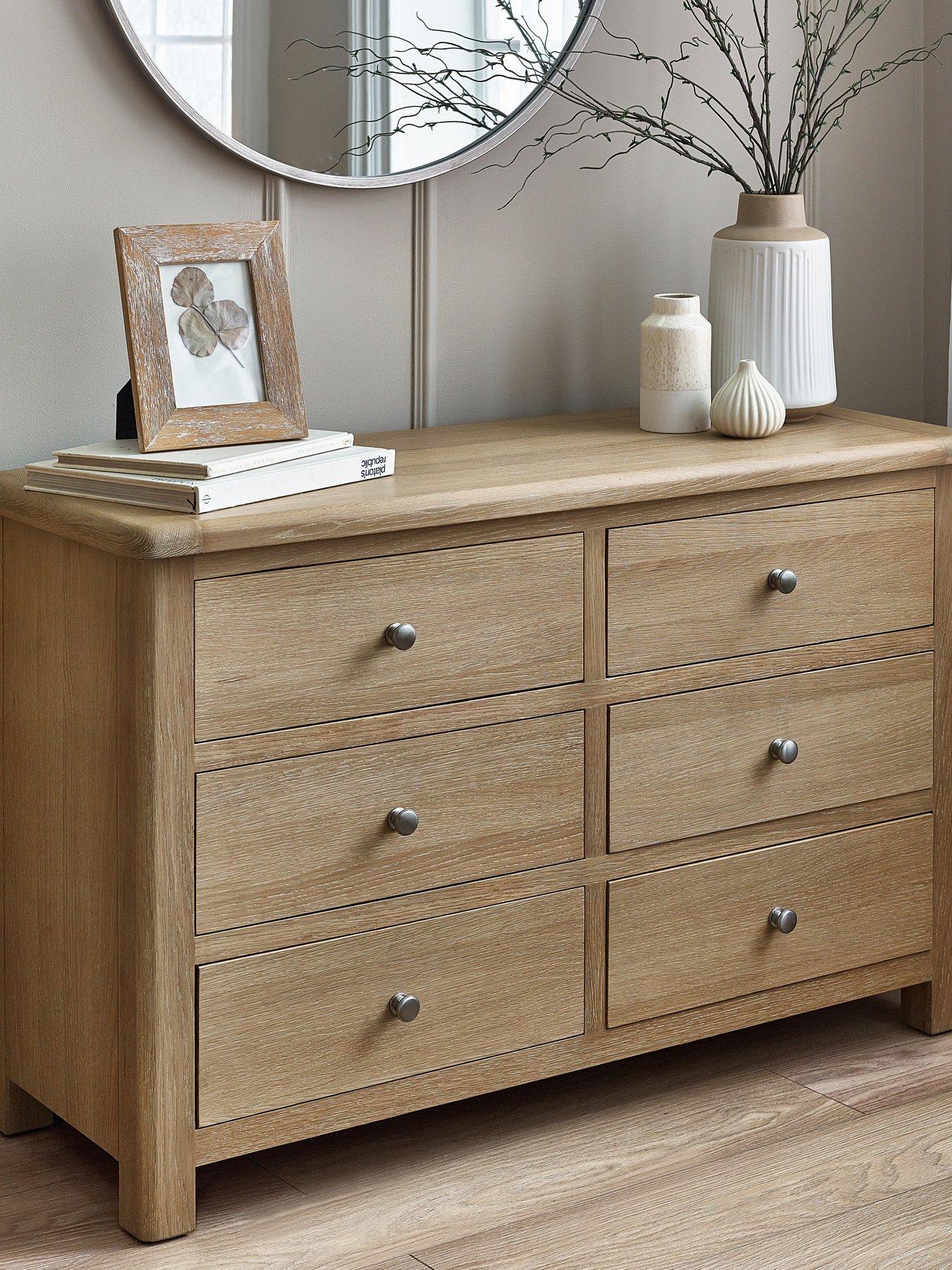 Julian Bowen Memphis Limed Oak 6 Drawer Wide Chest