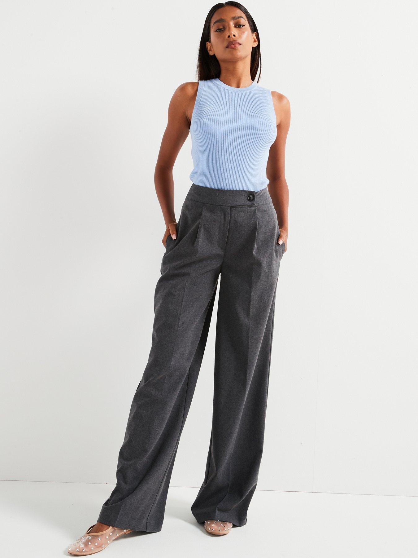 Image 3 of 6 of V by Very Ultra Wide Leg&nbsp;Trouser 3 Piece Co-Ord - Grey