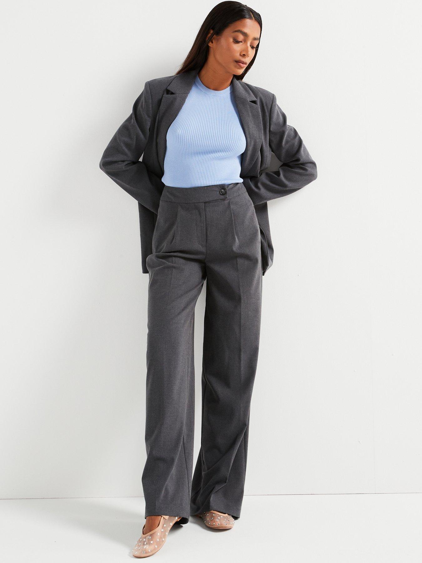 Image 5 of 6 of V by Very Ultra Wide Leg&nbsp;Trouser 3 Piece Co-Ord - Grey