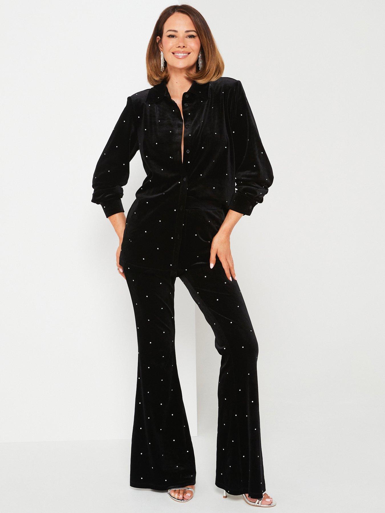 undefined X Carol Byrne Studded Kickflare Trouser Co-ord - Black