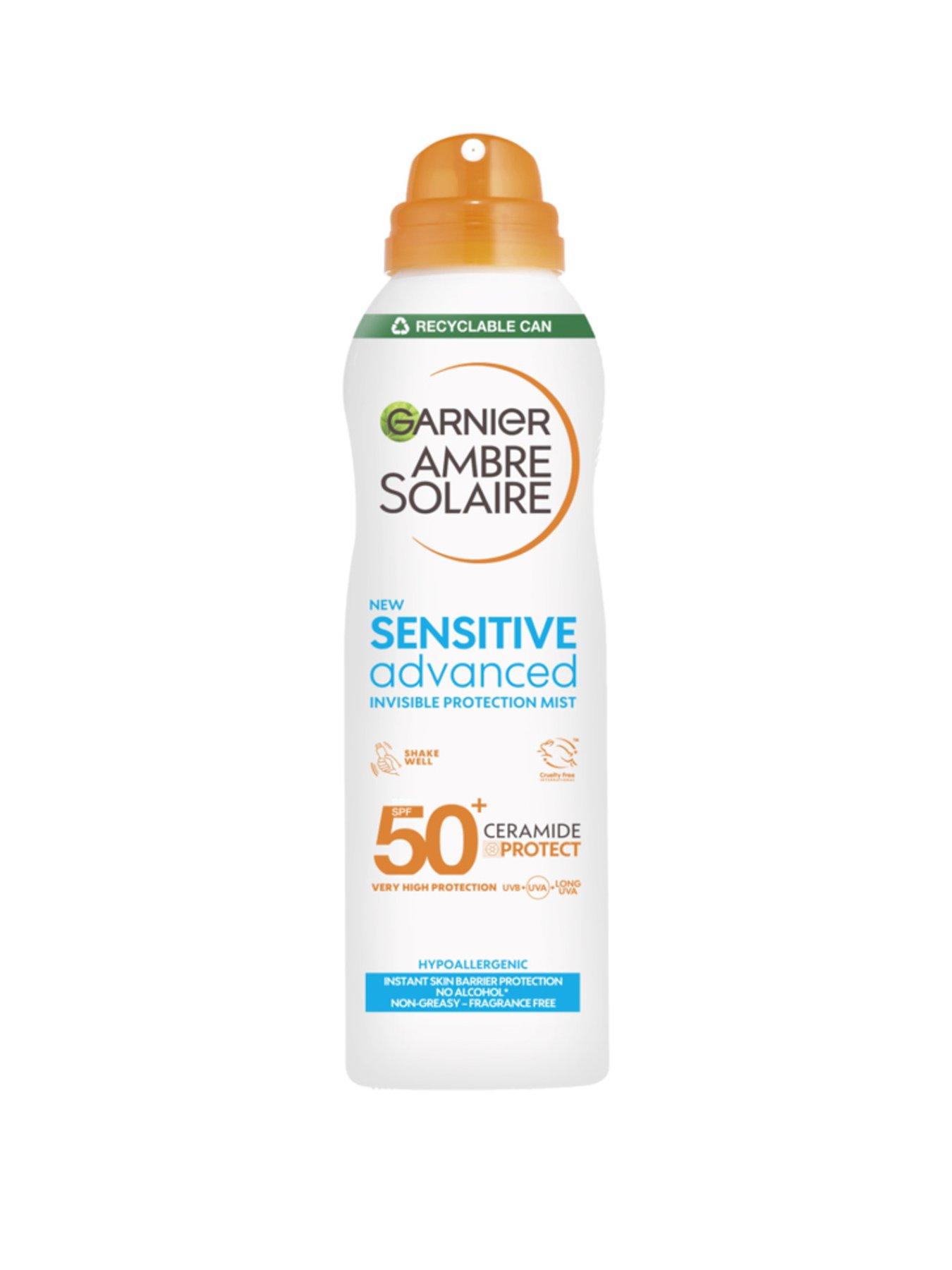 Garnier Ambre Solaire SPF 50+ Sensitive Advanced Hypoallergenic Dry Mist Sun Cream Spray 150ml