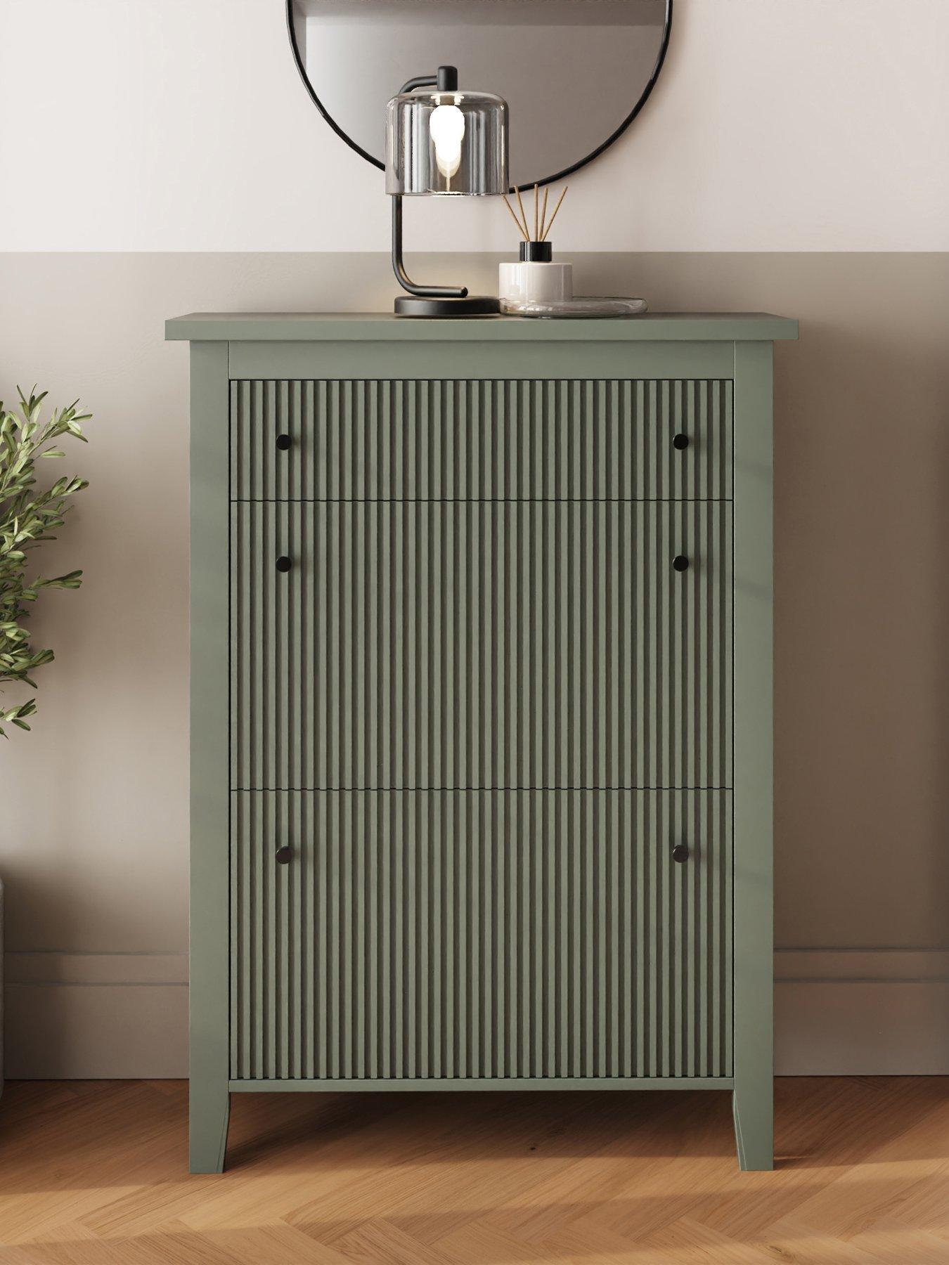 GFW Bliss 3 Drawer Shoe Cabinet - Green
