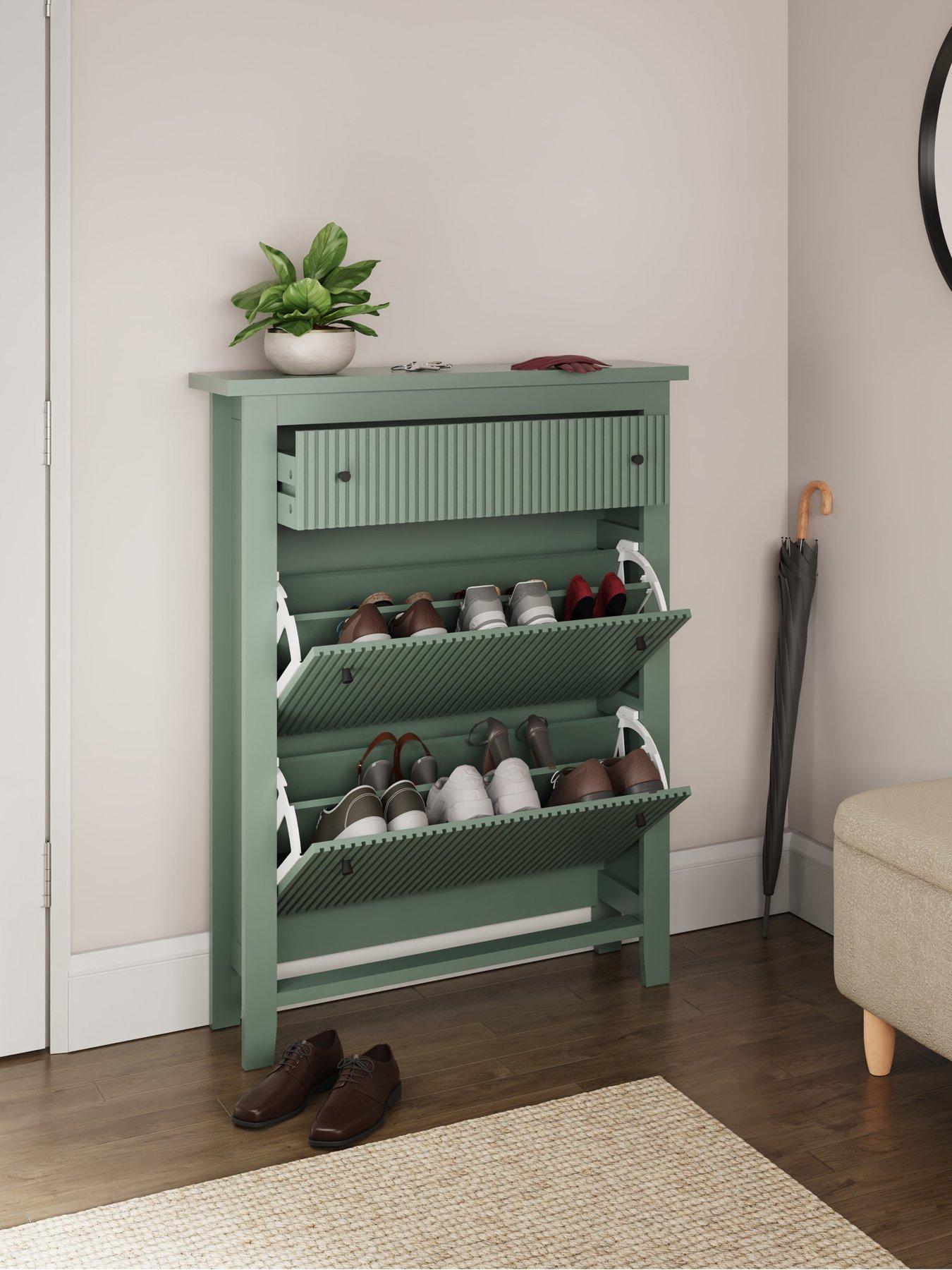  image of gfw-bliss-3-drawer-shoe-cabinet-green
