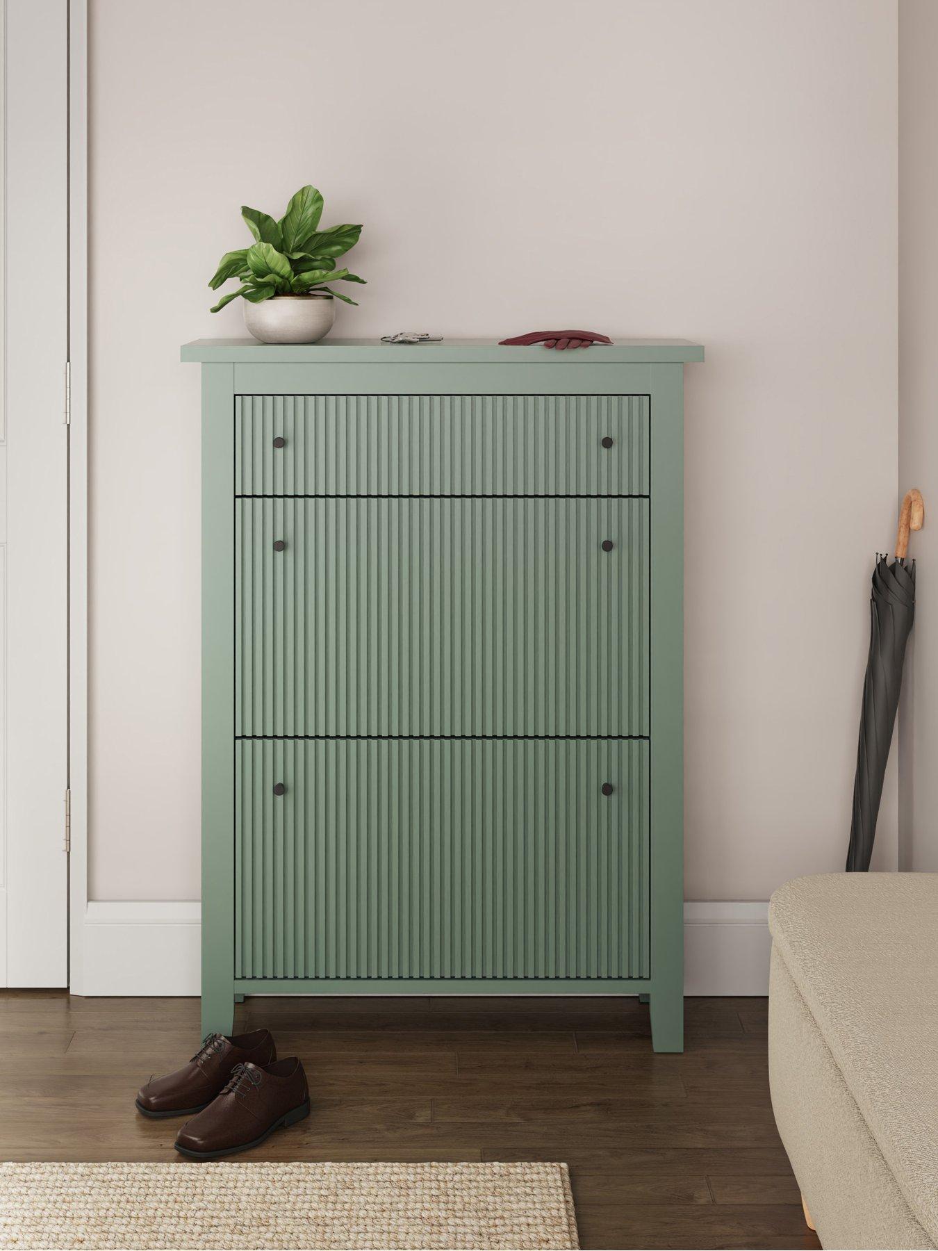  image of gfw-bliss-3-drawer-shoe-cabinet-green