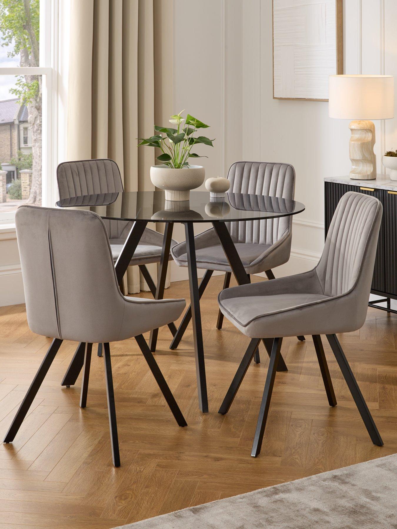 Carina Circular Table And Chairs Round Table Gray Counter Height