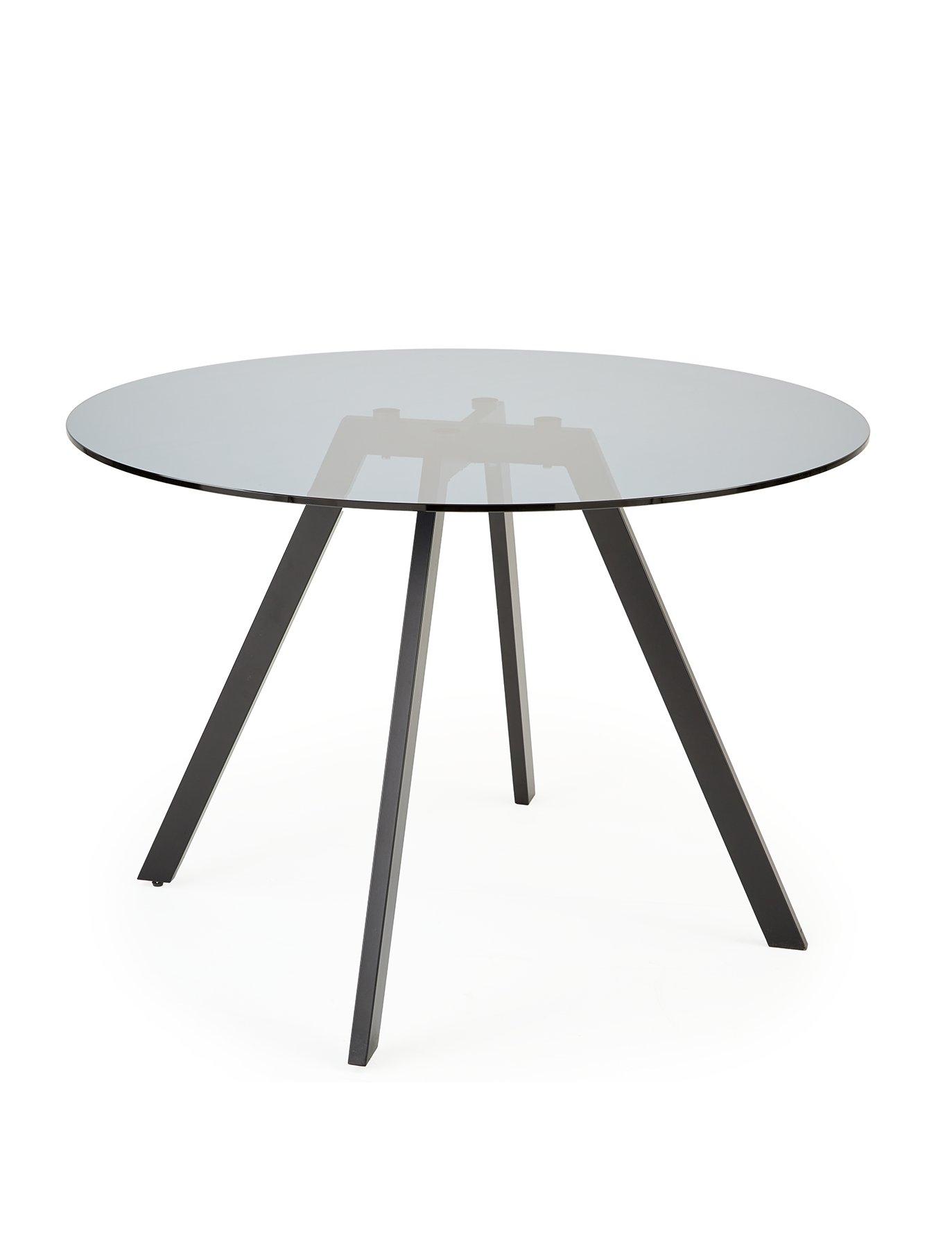 Image 3 of 7 of The Very Collection Marlow 110&nbsp;cm Round Smoked Glass Top&nbsp;Dining Table + 4 Fabric&nbsp;Chairs - Grey/Black