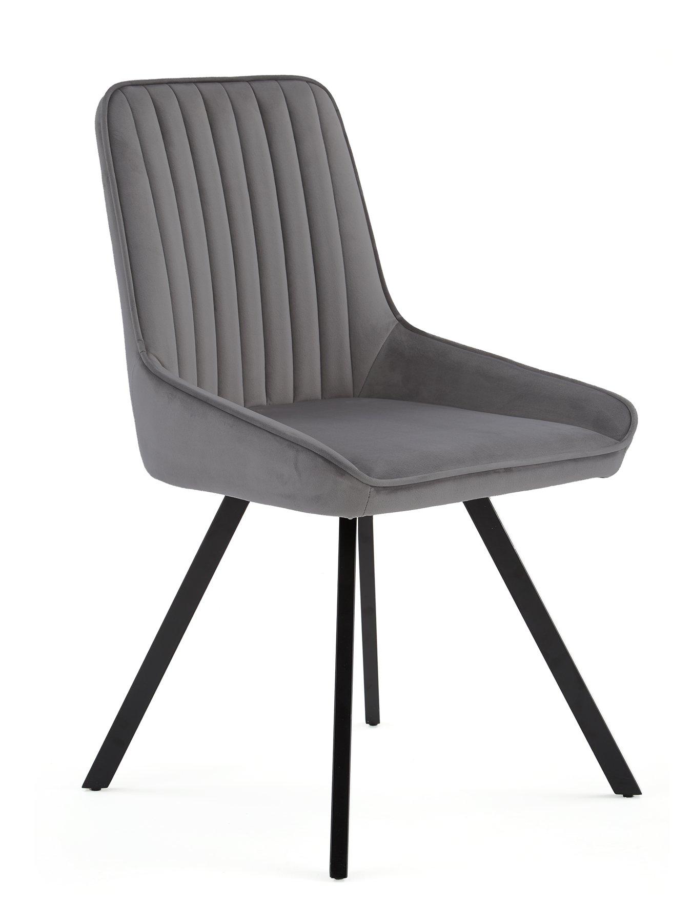 Image 5 of 7 of The Very Collection Marlow 110&nbsp;cm Round Smoked Glass Top&nbsp;Dining Table + 4 Fabric&nbsp;Chairs - Grey/Black
