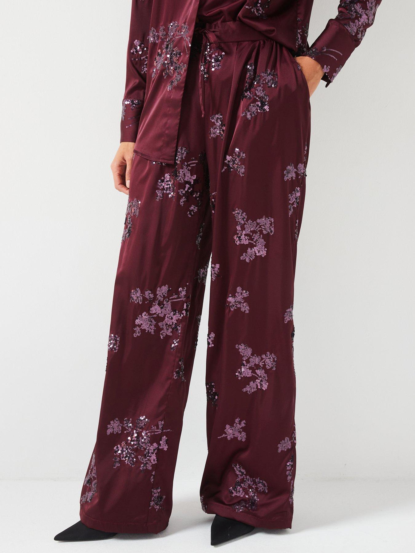 front image of v-by-very-sequin-satin-trouser-co-ord-burgundy