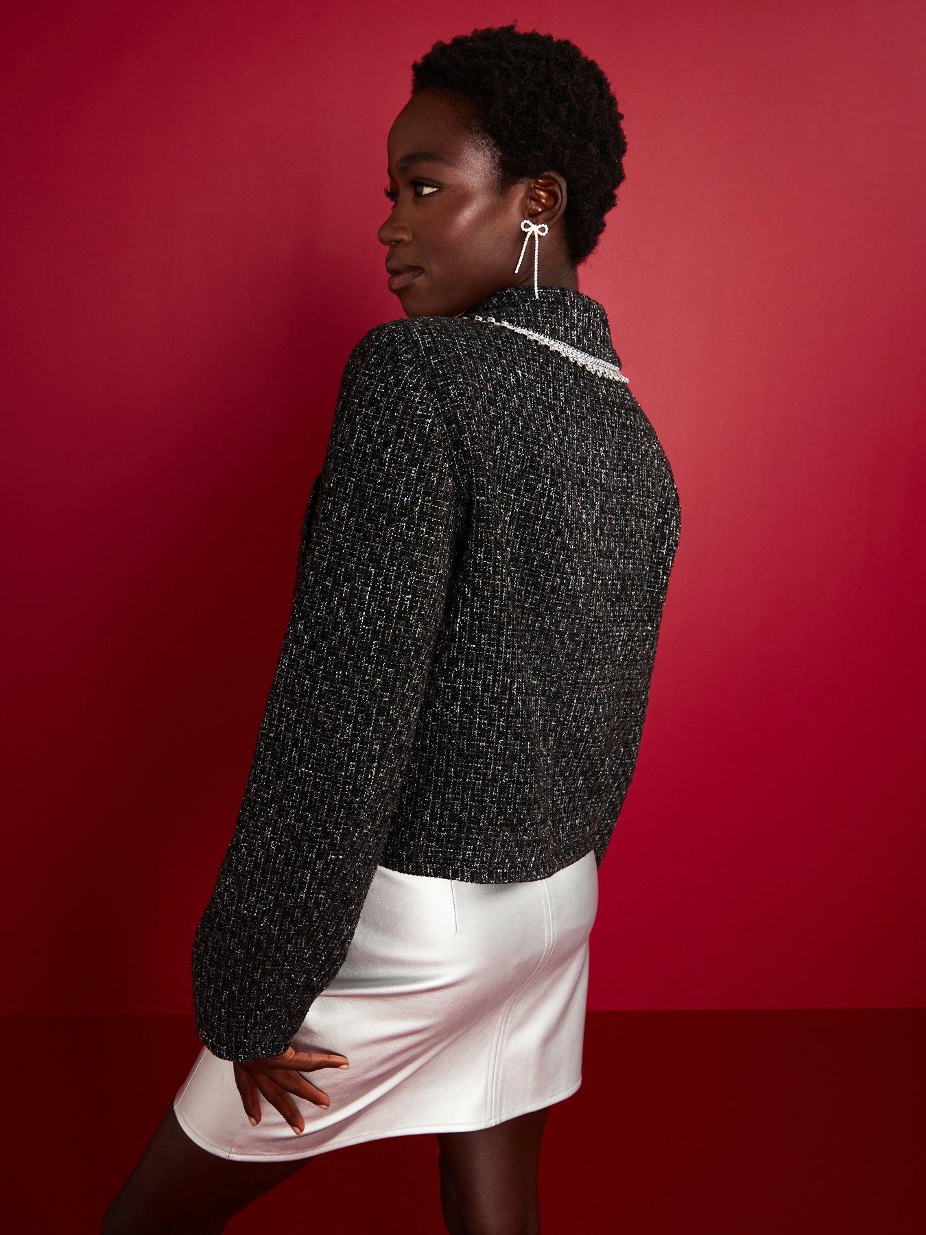 Image 2 of 6 of V by Very Diamante Trim Trophy Jacket - Black