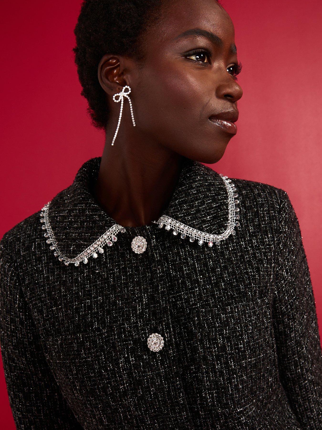 Image 6 of 6 of V by Very Diamante Trim Trophy Jacket - Black