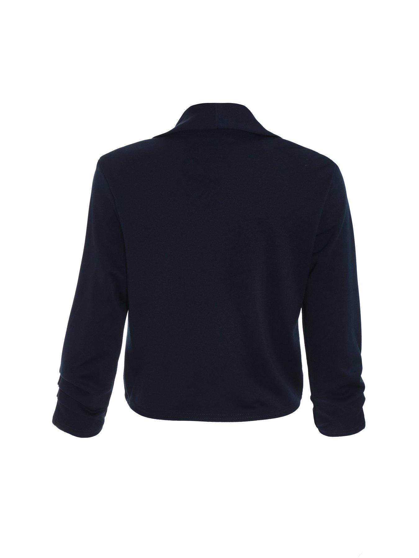  image of quiz-navy-shawl-collar-crop-jacket