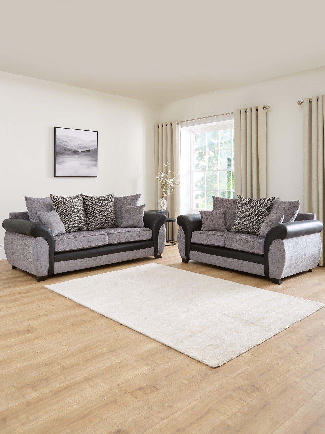 Very Home Marino Fabric/Faux Leather 3 + 2 Seater Scatter Back Sofa Set (Buy  &  SAVE!) - Made to Order in the UK