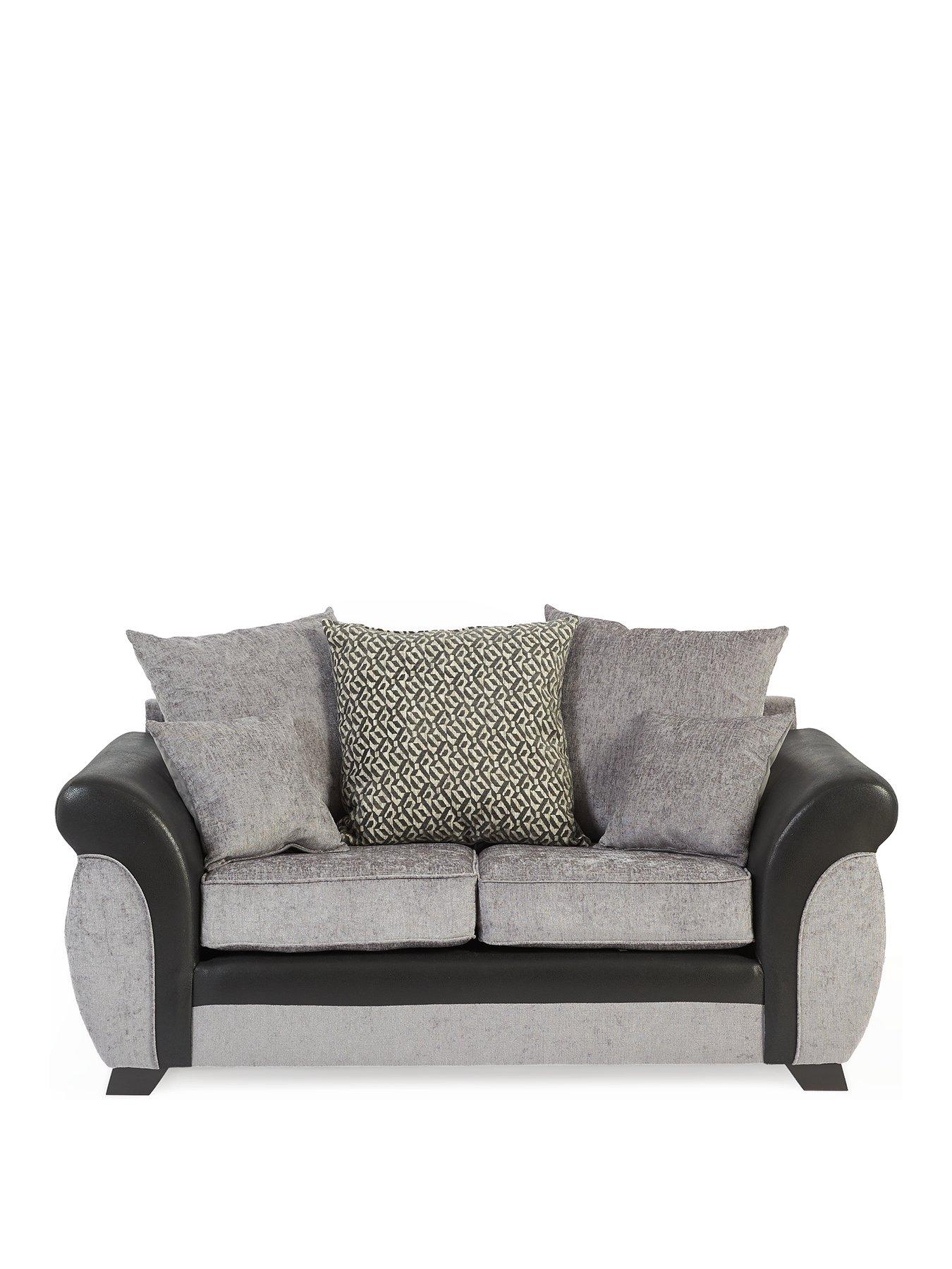 Image 2 of 7 of Very Home Marino Fabric/Faux Leather&nbsp;2 Seater Scatter Back Sofa - Grey/Black&nbsp;- Made in the UK