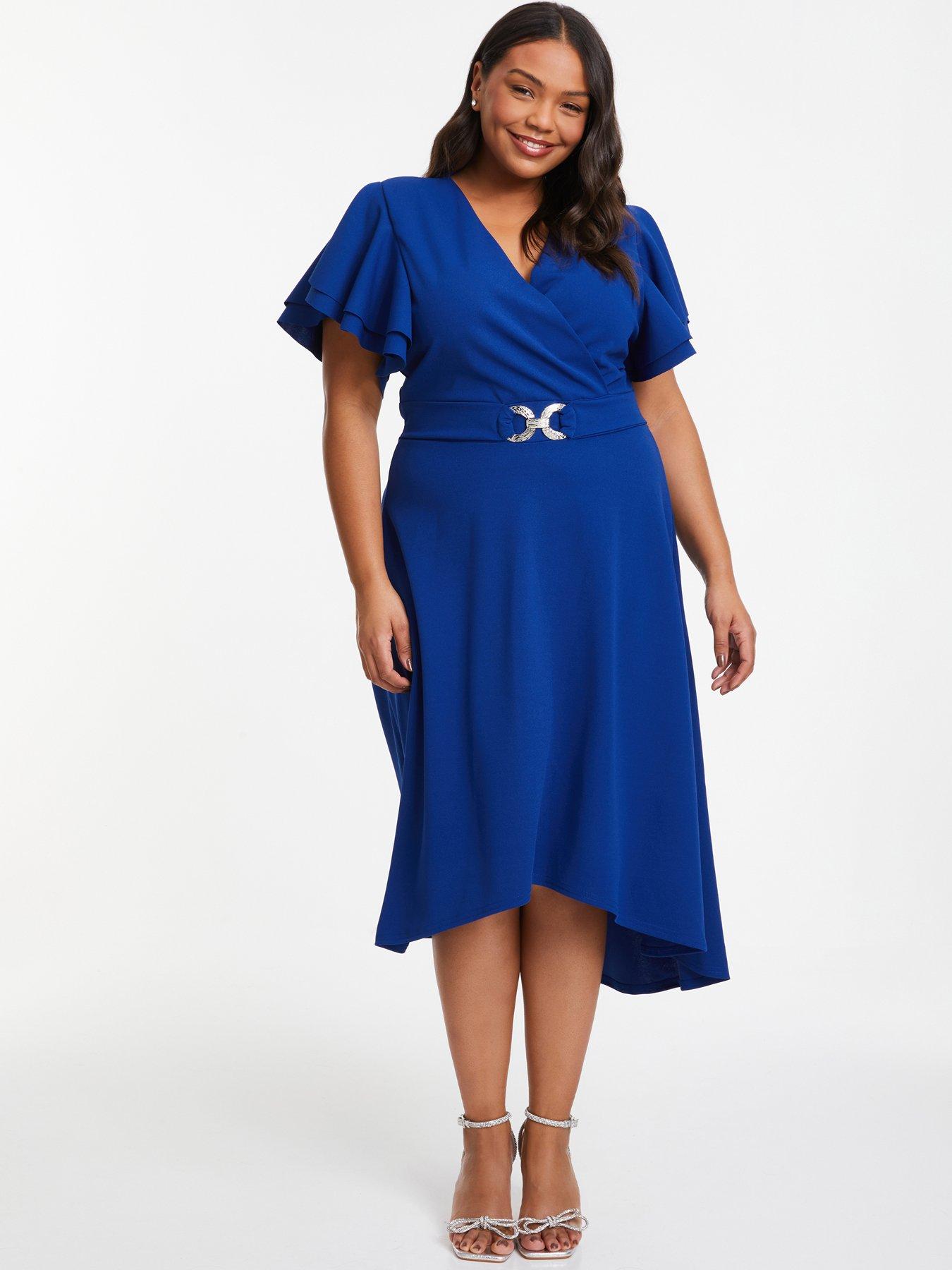 Quiz Curve Royal Blue Skater Midi Dress littlewoods