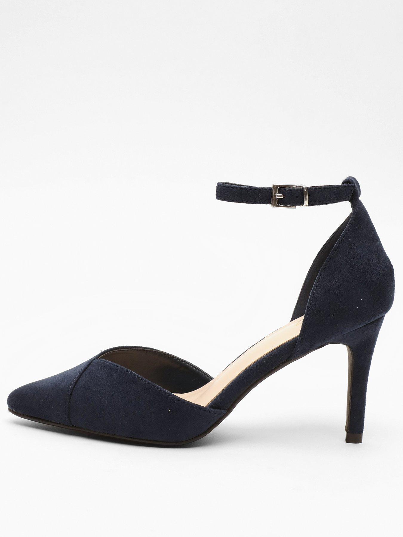 Quiz Navy Faux Suede Low Court Heels littlewoods