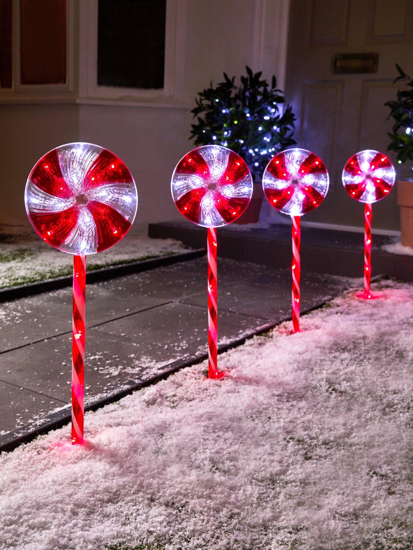 undefined Large Candyswirl Stake Outdoor Christmas Pathfinders - Set 4