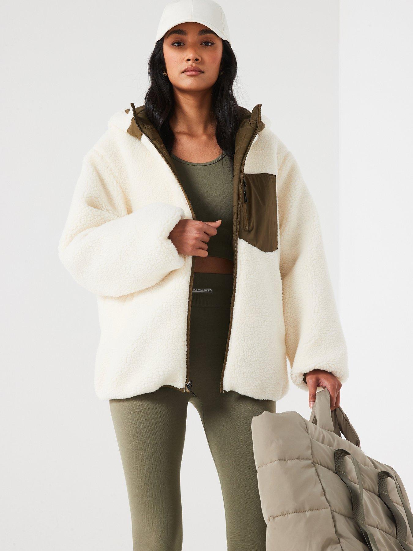 undefined Reversible Quilted Fleece Jacket - Khaki