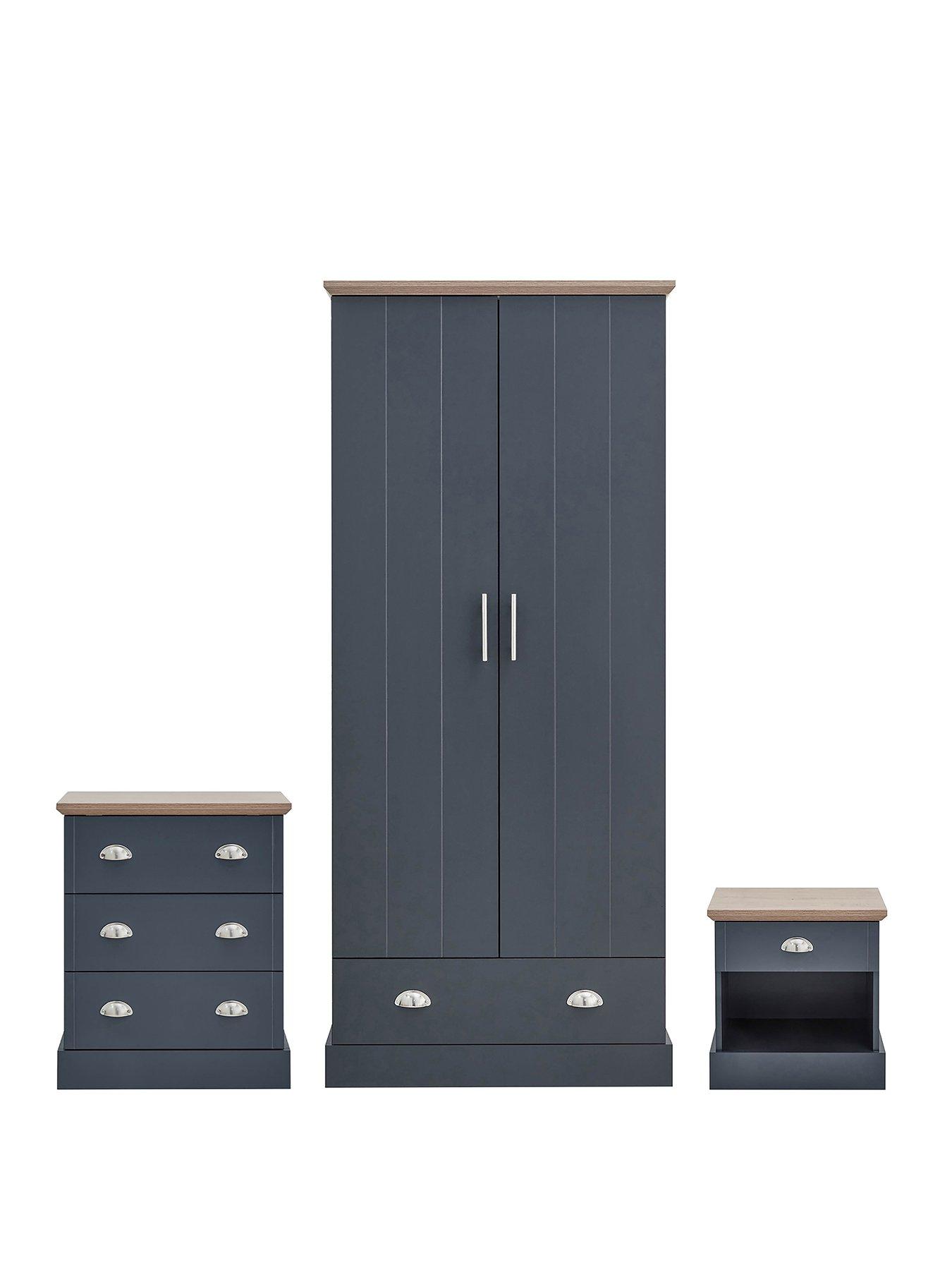  image of gfw-kendal-3-piece-package-2-door-1-drawernbspwardrobe-3-drawer-chest-and-1-drawer-bedside-chest