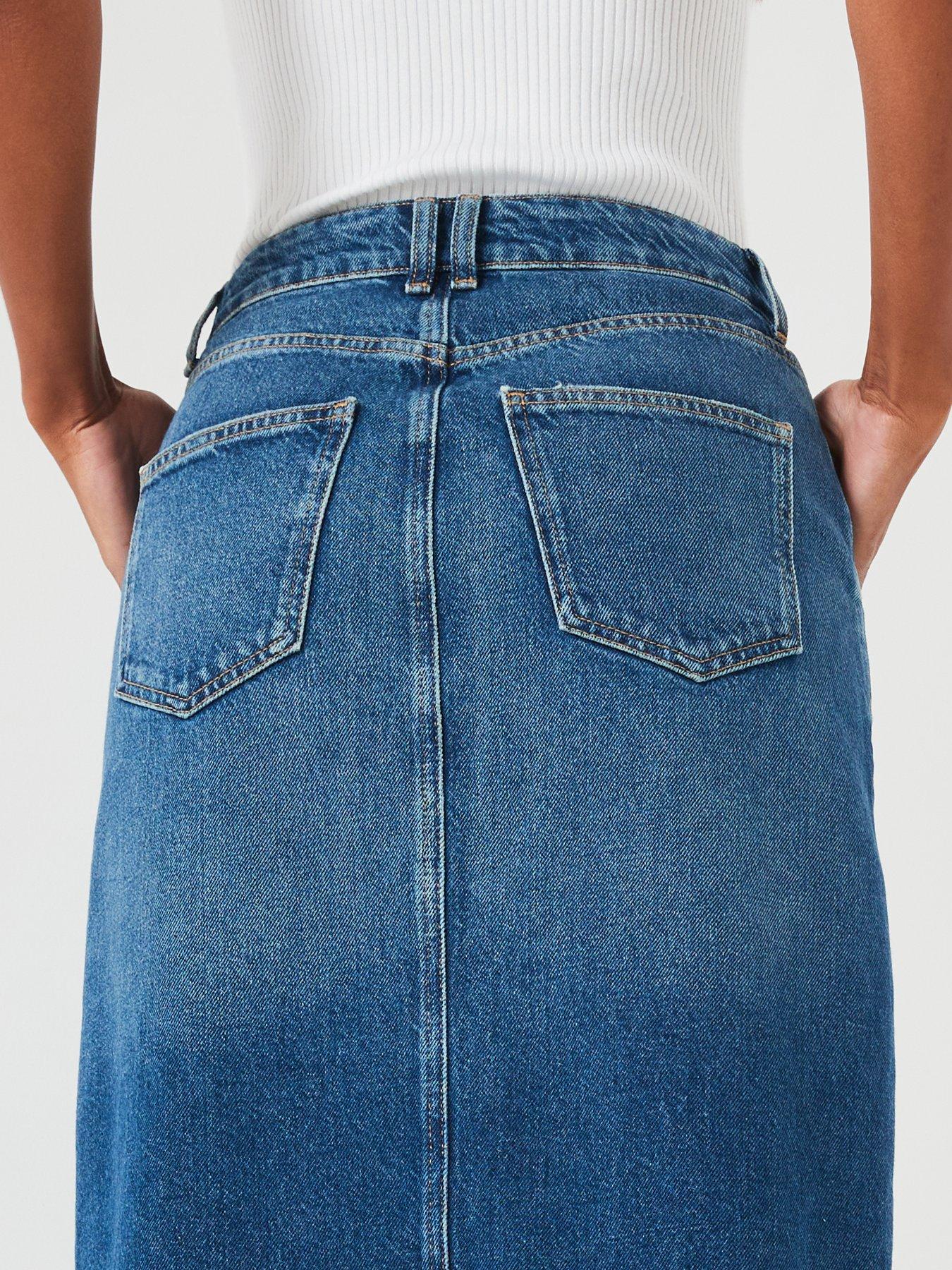 image of v-by-very-authentic-denim-maxi-skirt-midi-wash