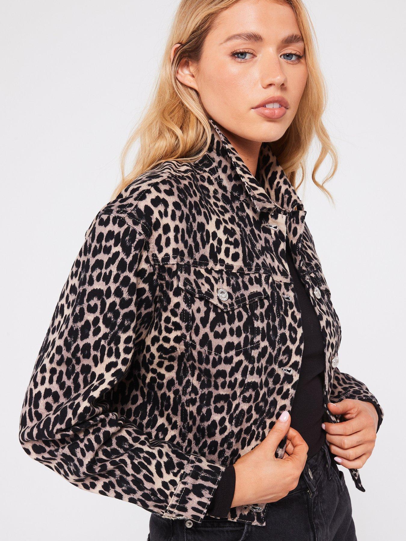 Only Leopard Print Denim Jacket Black littlewoods