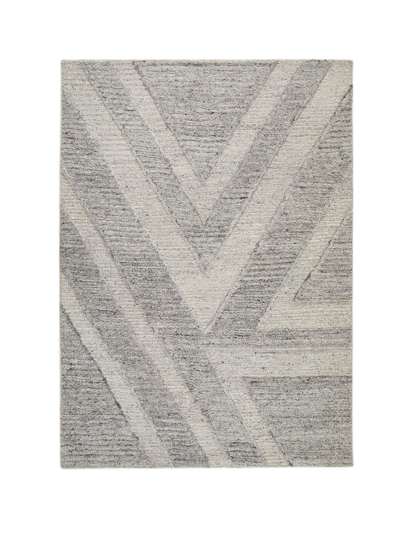  image of very-home-arrow-wool-rug-grey