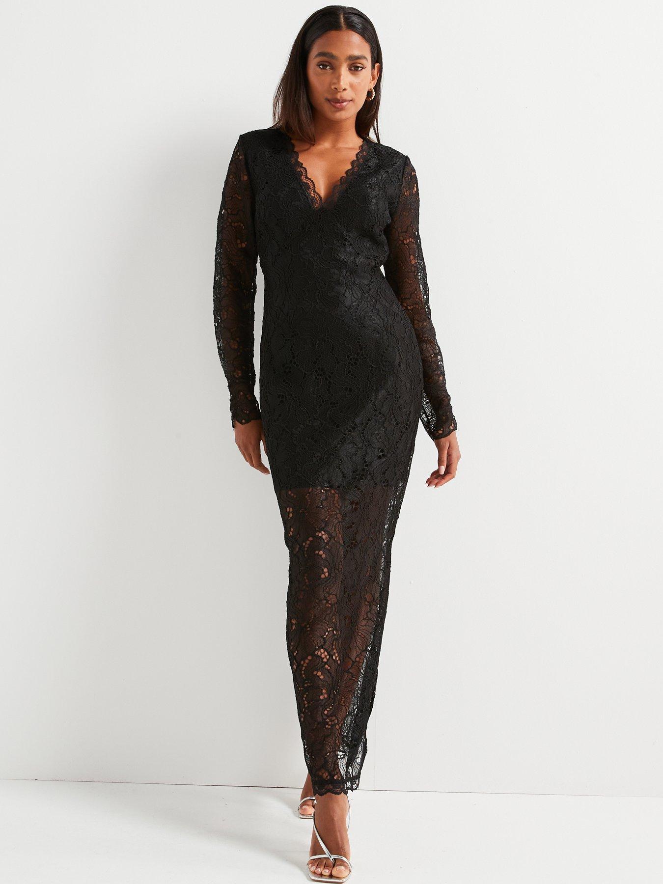 V by Very X Carol Byrne Lace Maxi Dress - Black | Littlewoods