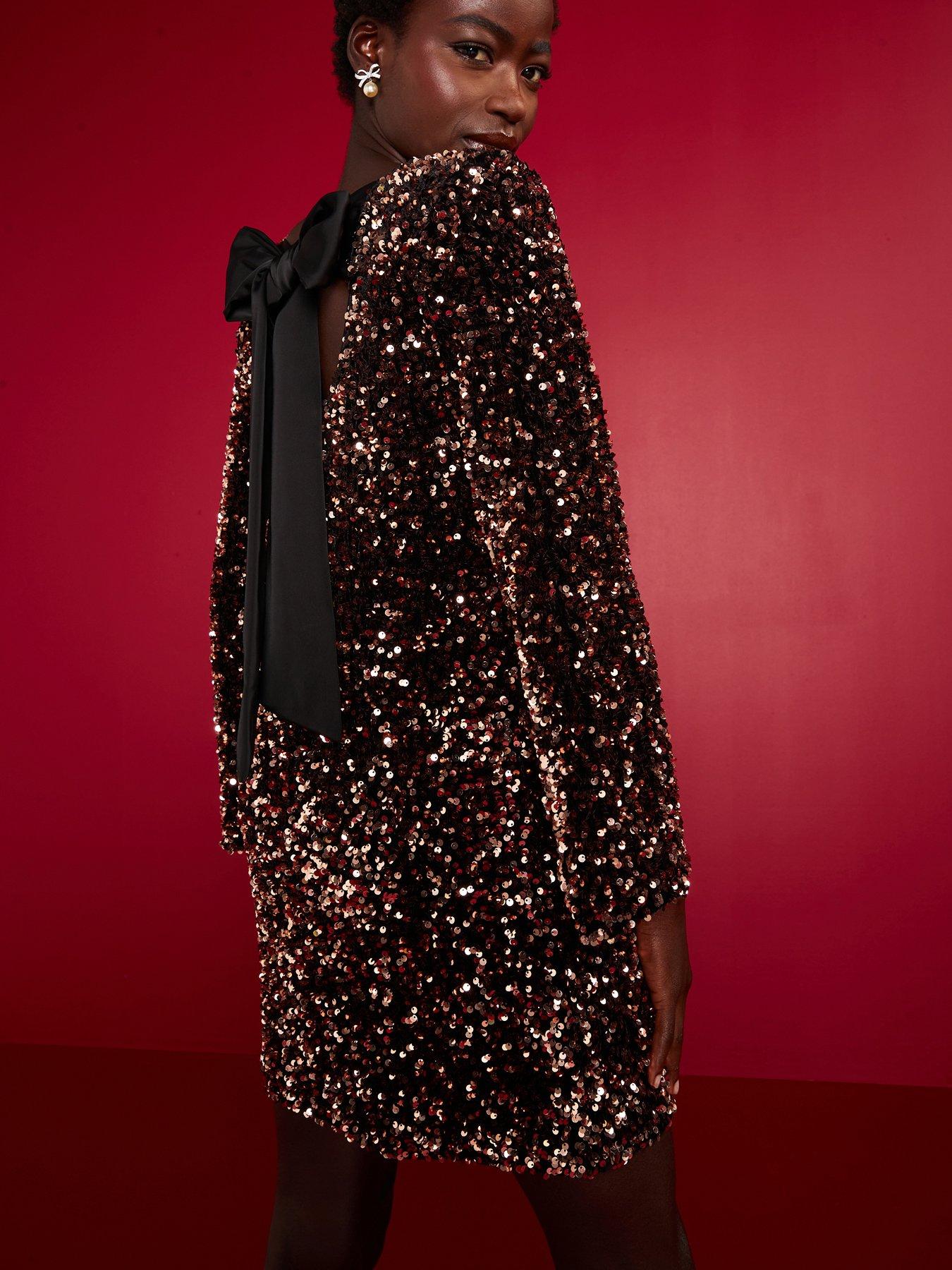 Black Dress Sequin Dresses And Tops Sequin Mini Party Dress: Elegant Long  Sleeve Bodycon Skirt Shop